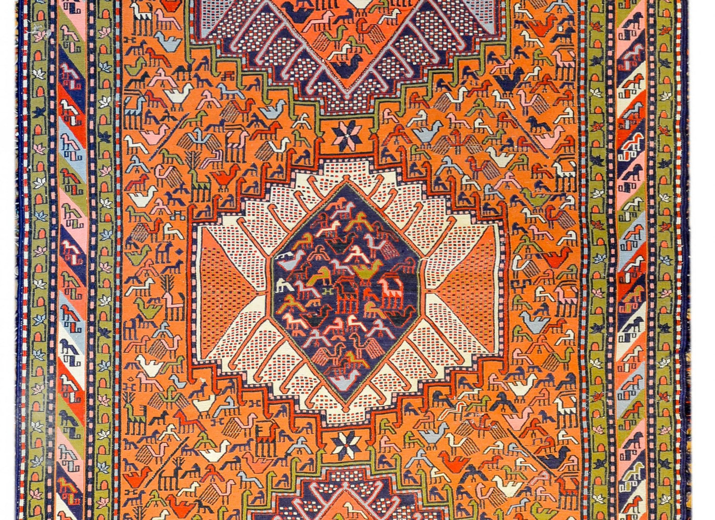 Whimsical Early 20th Century Sumak Rug For Sale