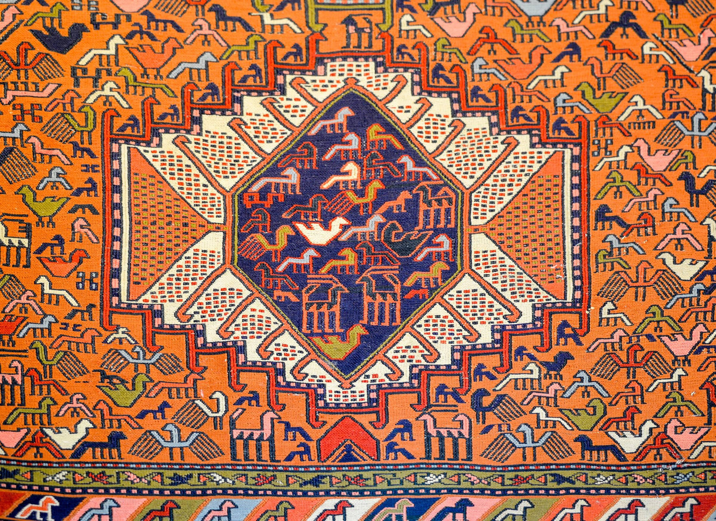 Whimsical Early 20th Century Sumak Rug For Sale