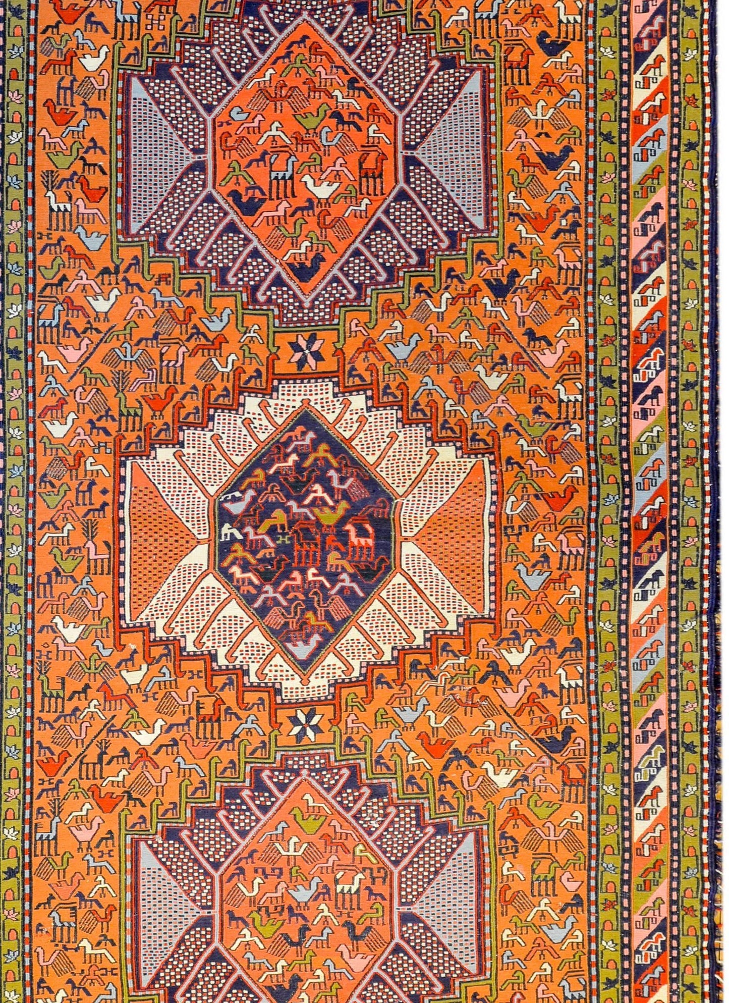 Whimsical Early 20th Century Sumak Rug For Sale