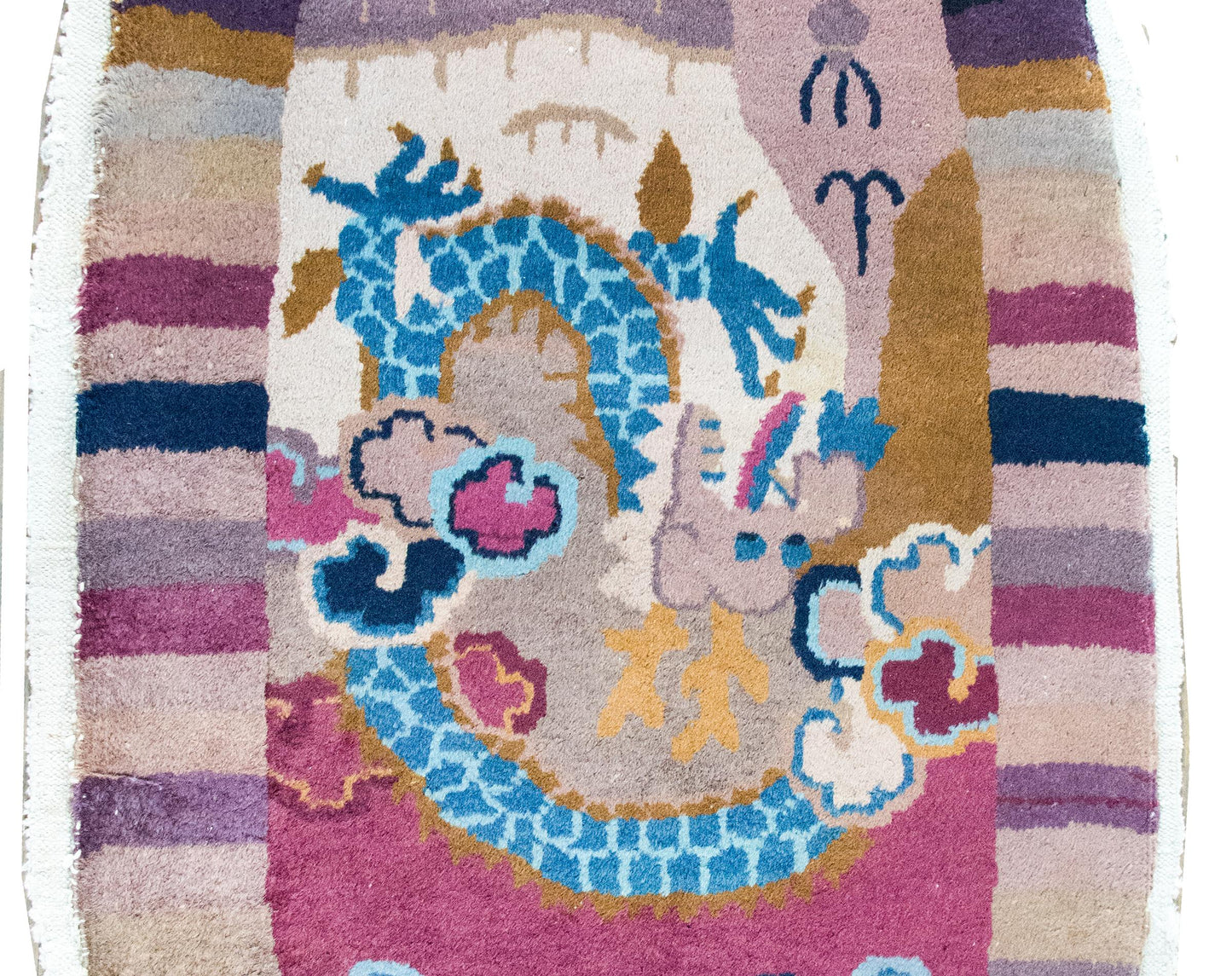 Early 20th Century Chinese Art Deco Oval Rug