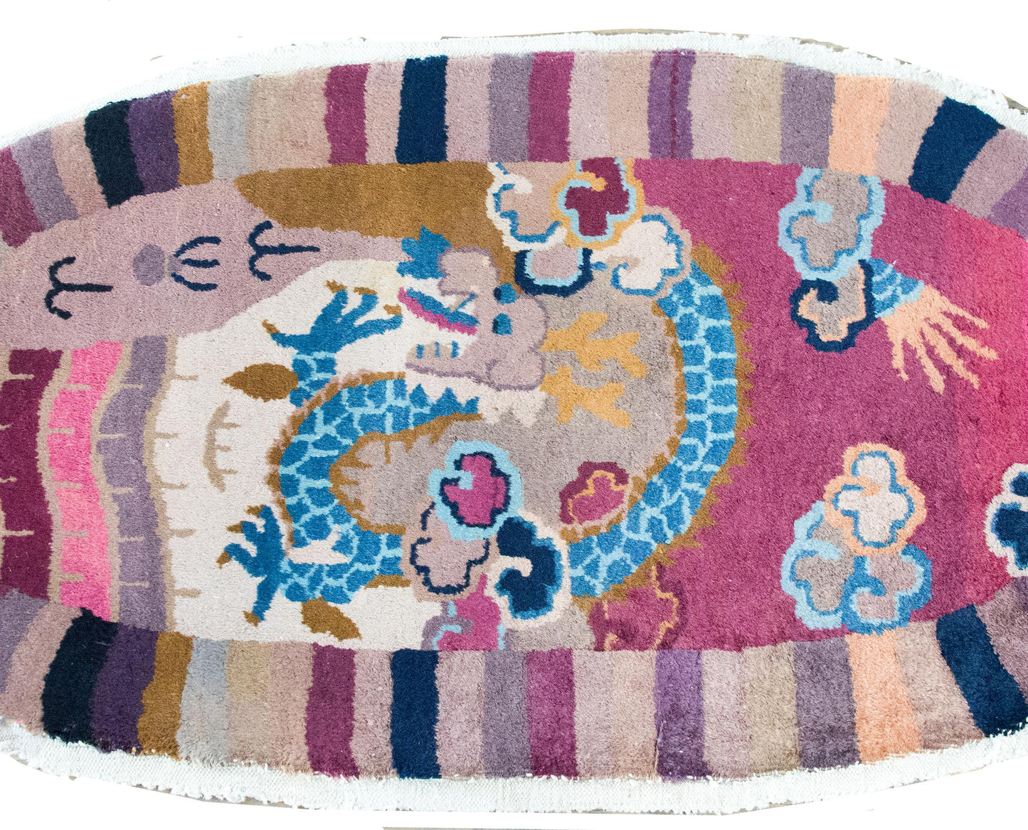 Early 20th Century Chinese Art Deco Oval Rug