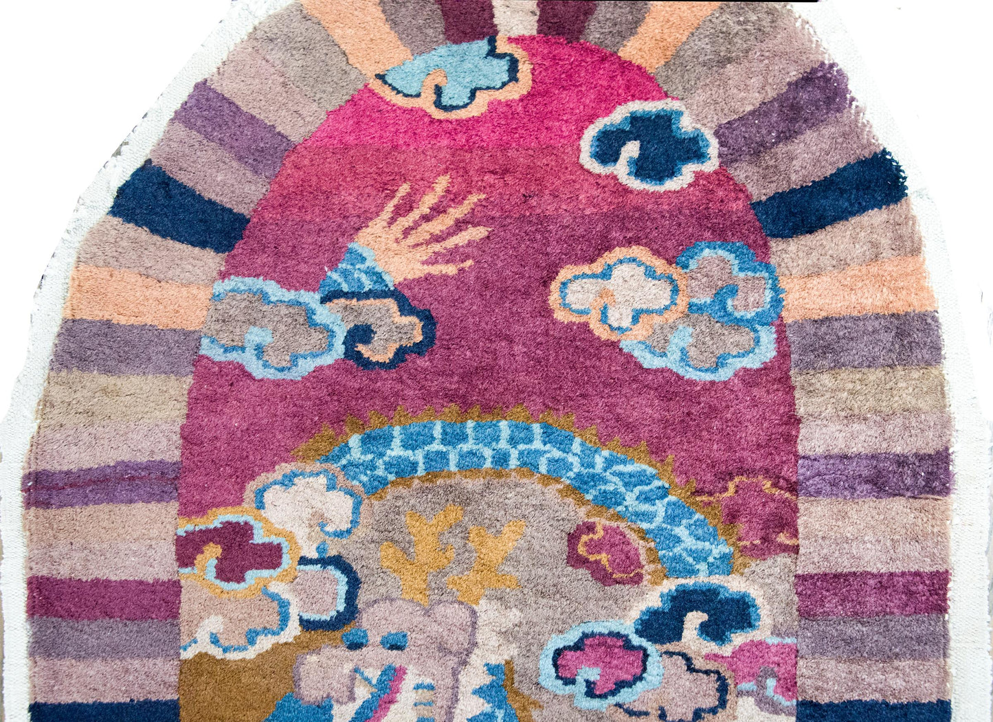 Early 20th Century Chinese Art Deco Oval Rug