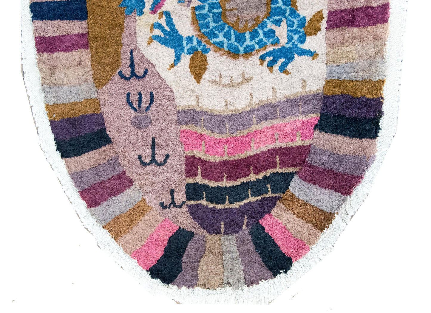 Early 20th Century Chinese Art Deco Oval Rug