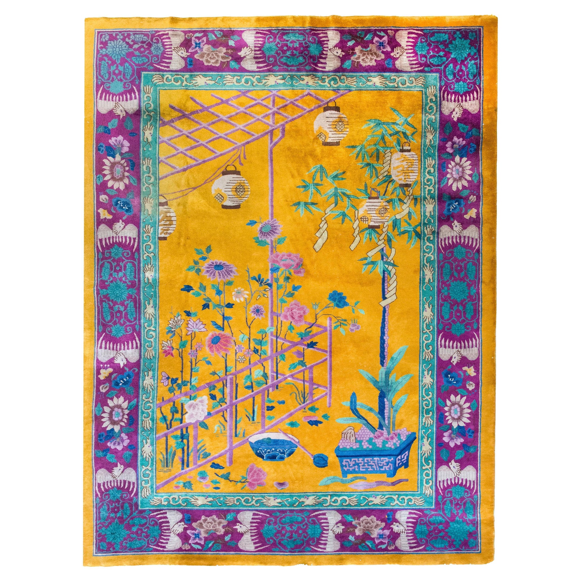 Extraordinary Early 20th Century Chinese Art Deco Rug For Sale