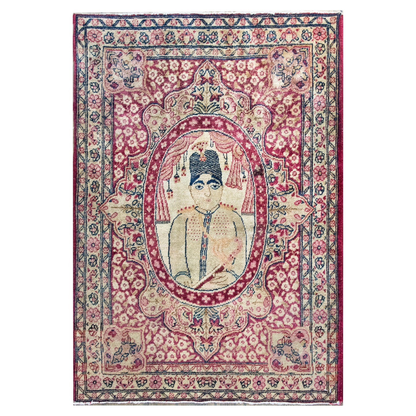 Early 20th Century Persian Pictorial Lavar Kirman Rug For Sale