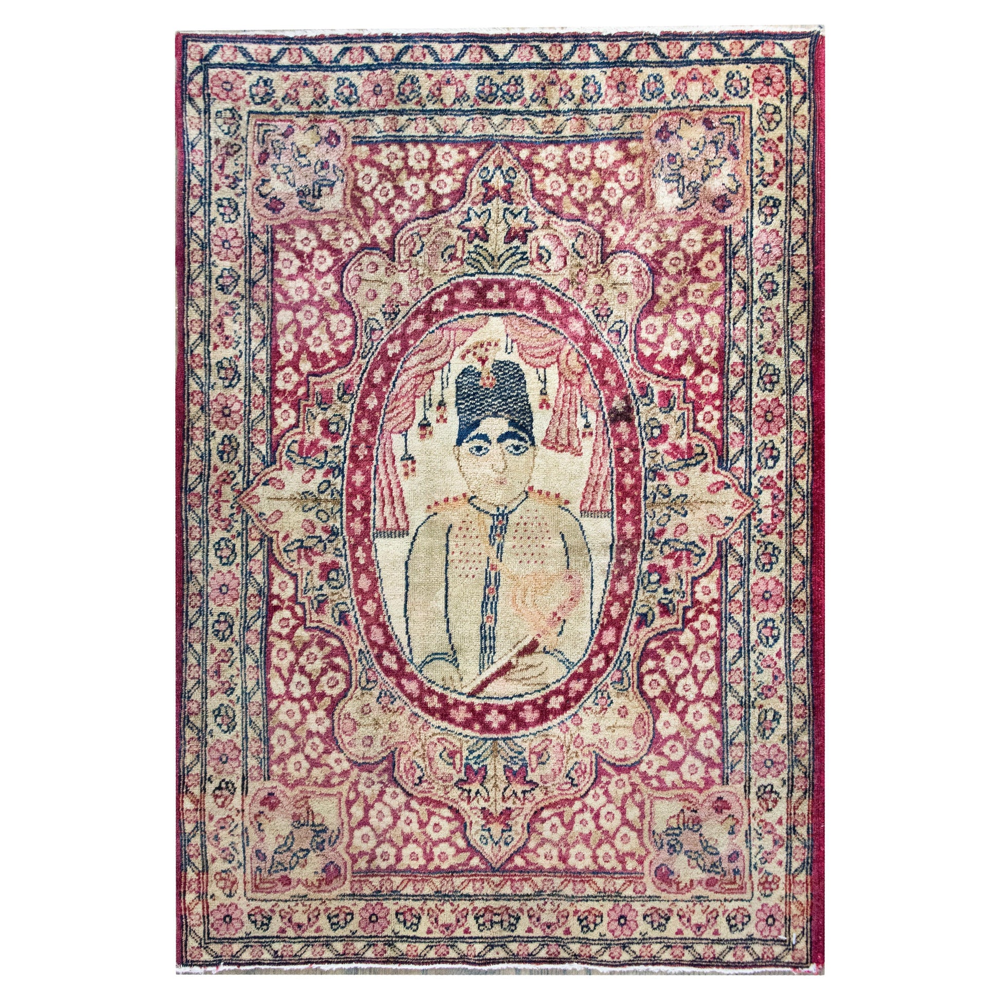 Early 20th Century Persian Pictorial Lavar Kirman Rug For Sale