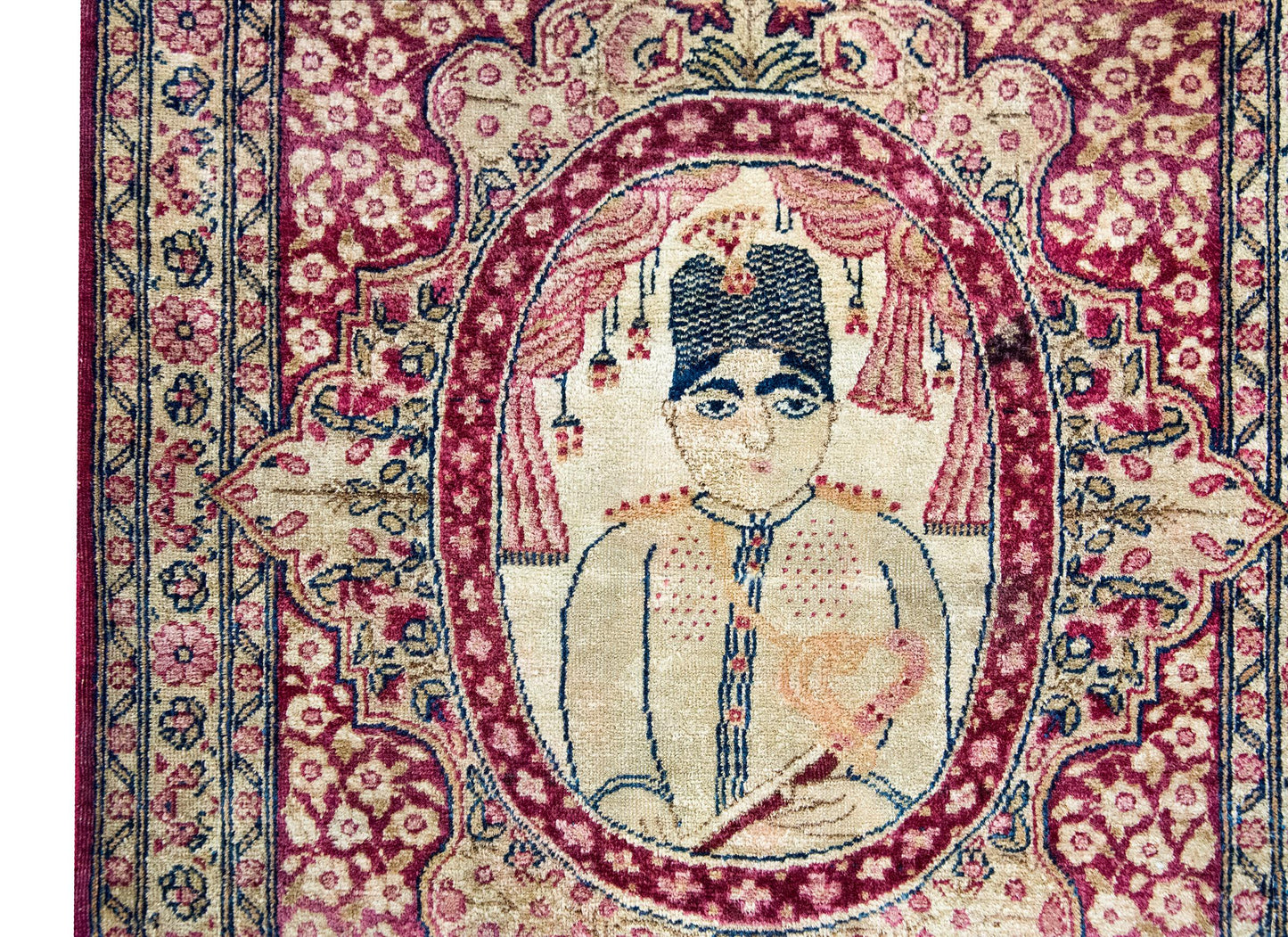 Early 20th Century Persian Pictorial Lavar Kirman Rug