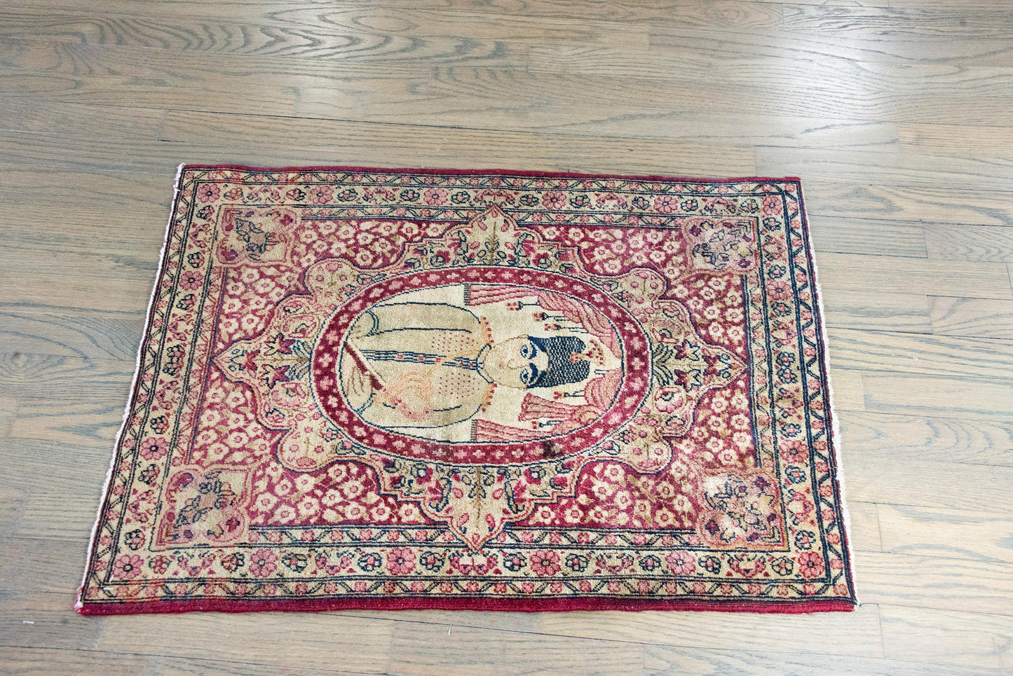 Early 20th Century Persian Pictorial Lavar Kirman Rug