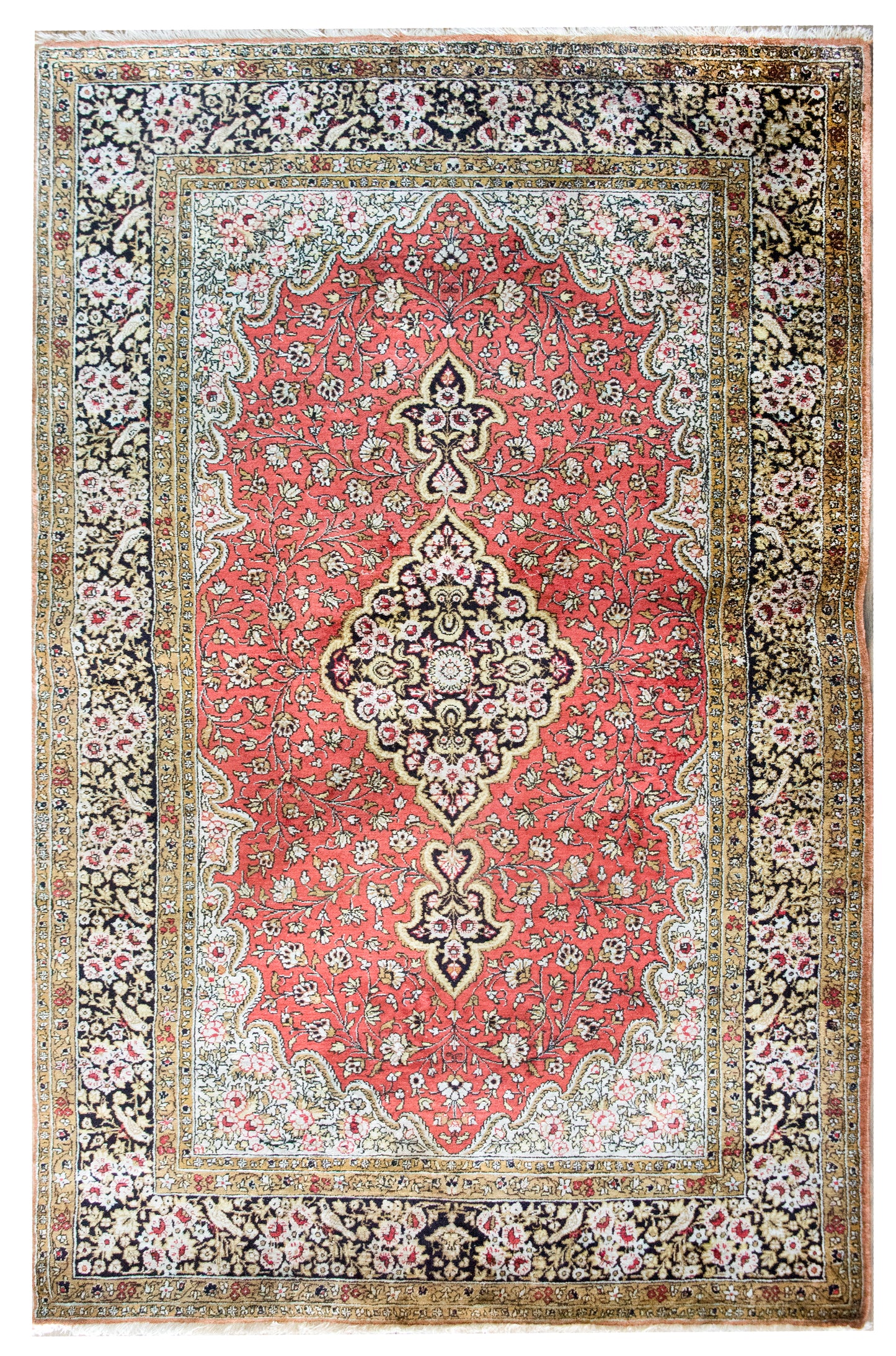 Late 20th Century Persian Silk Qum Rug For Sale