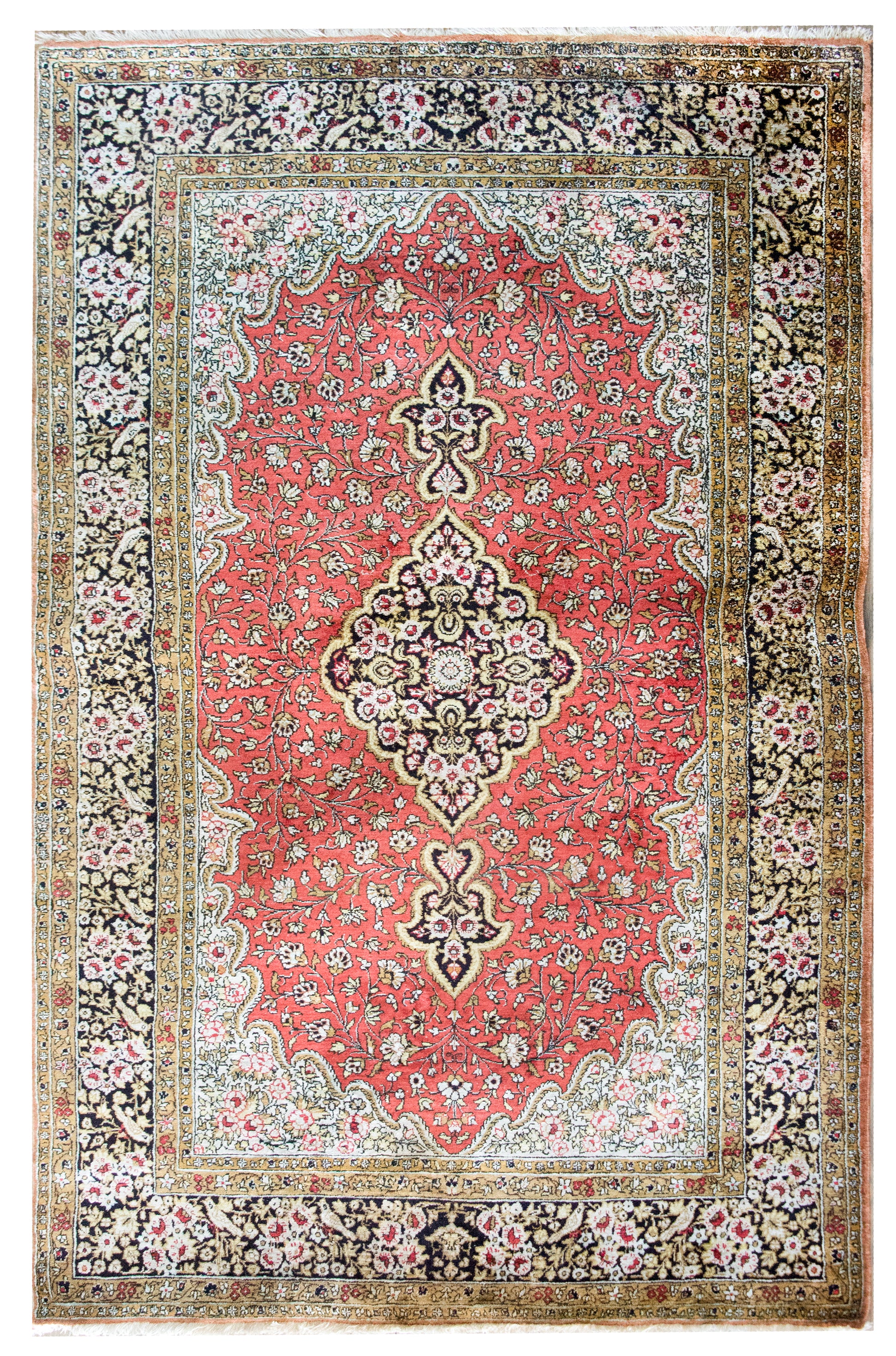 Late 20th Century Persian Silk Qum Rug For Sale