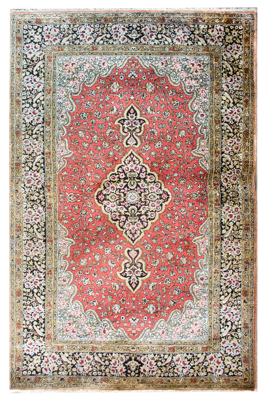 Late 20th Century Persian Silk Qum Rug For Sale