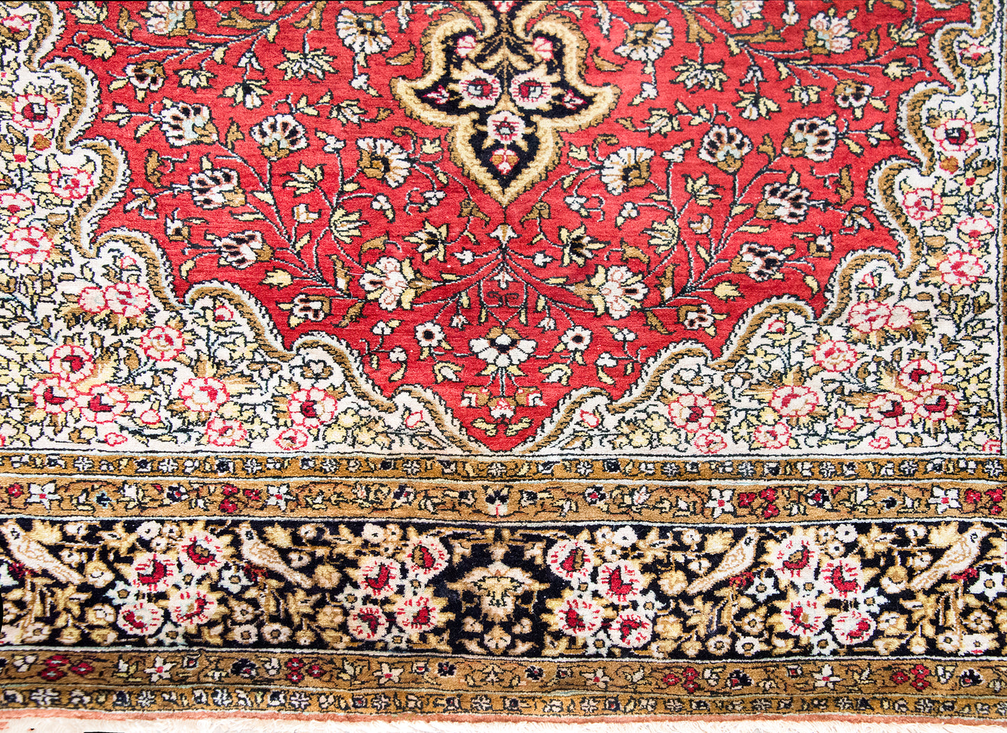 Late 20th Century Persian Silk Qum Rug For Sale