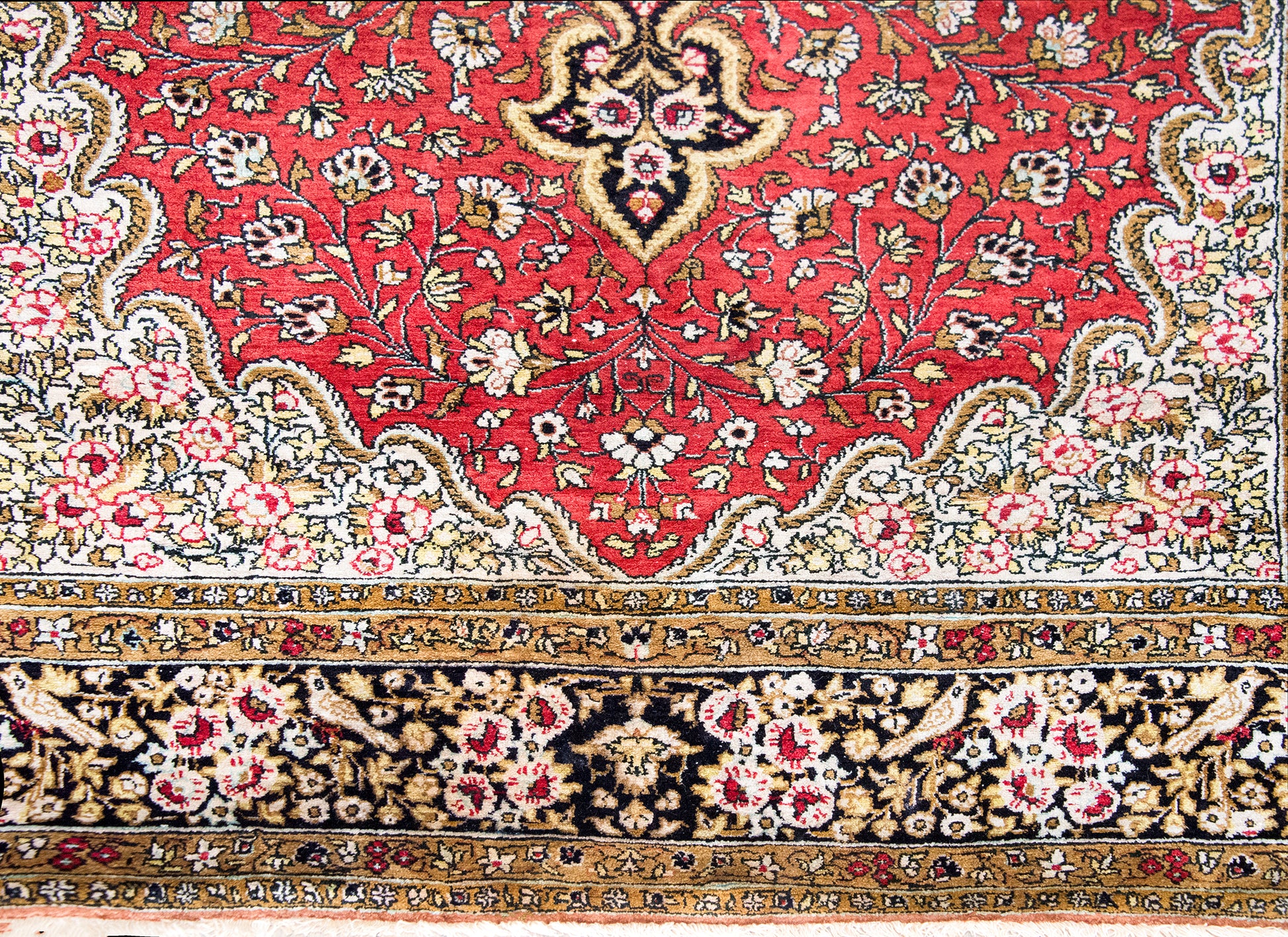 Late 20th Century Persian Silk Qum Rug For Sale