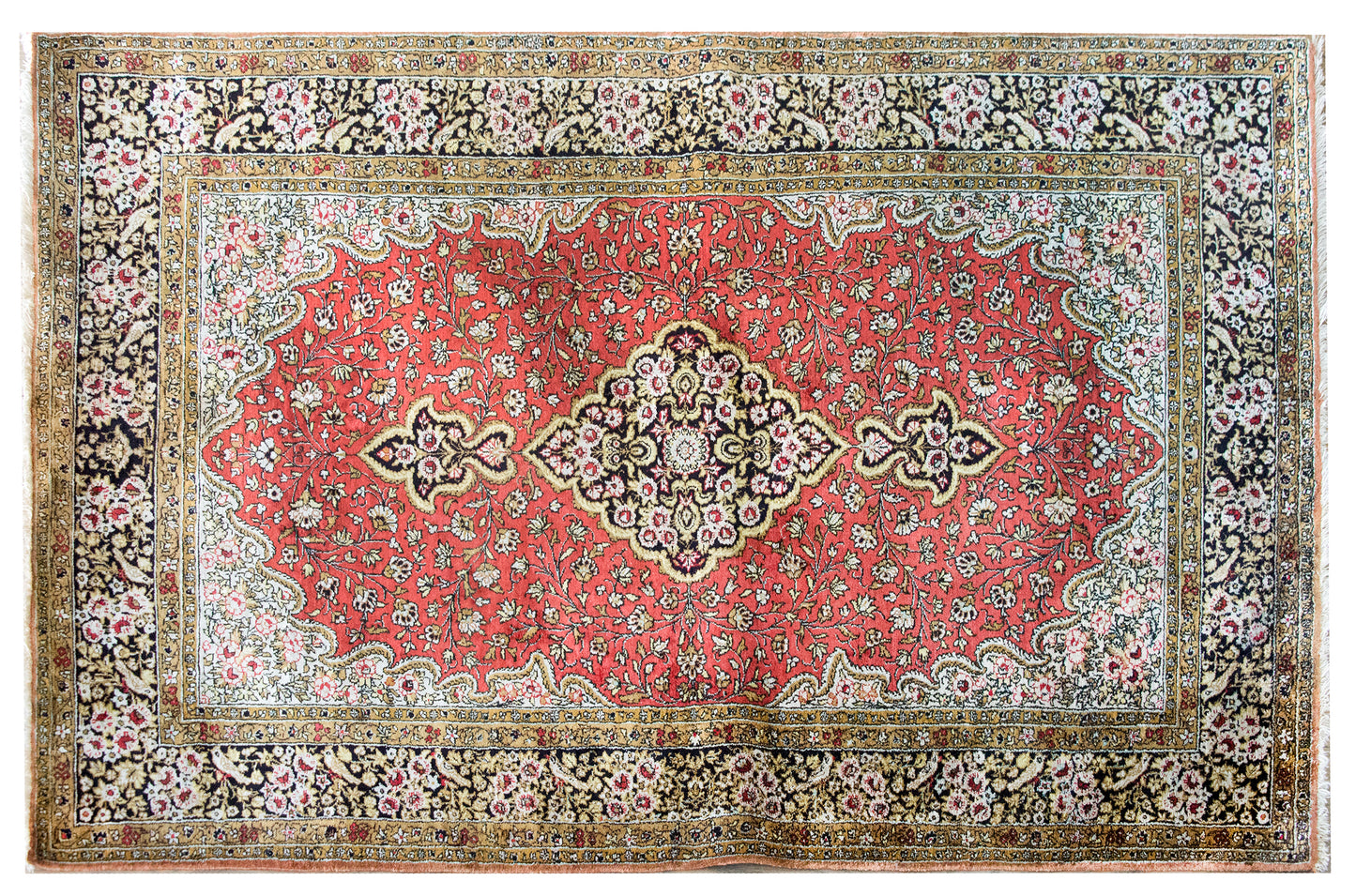 Late 20th Century Persian Silk Qum Rug For Sale