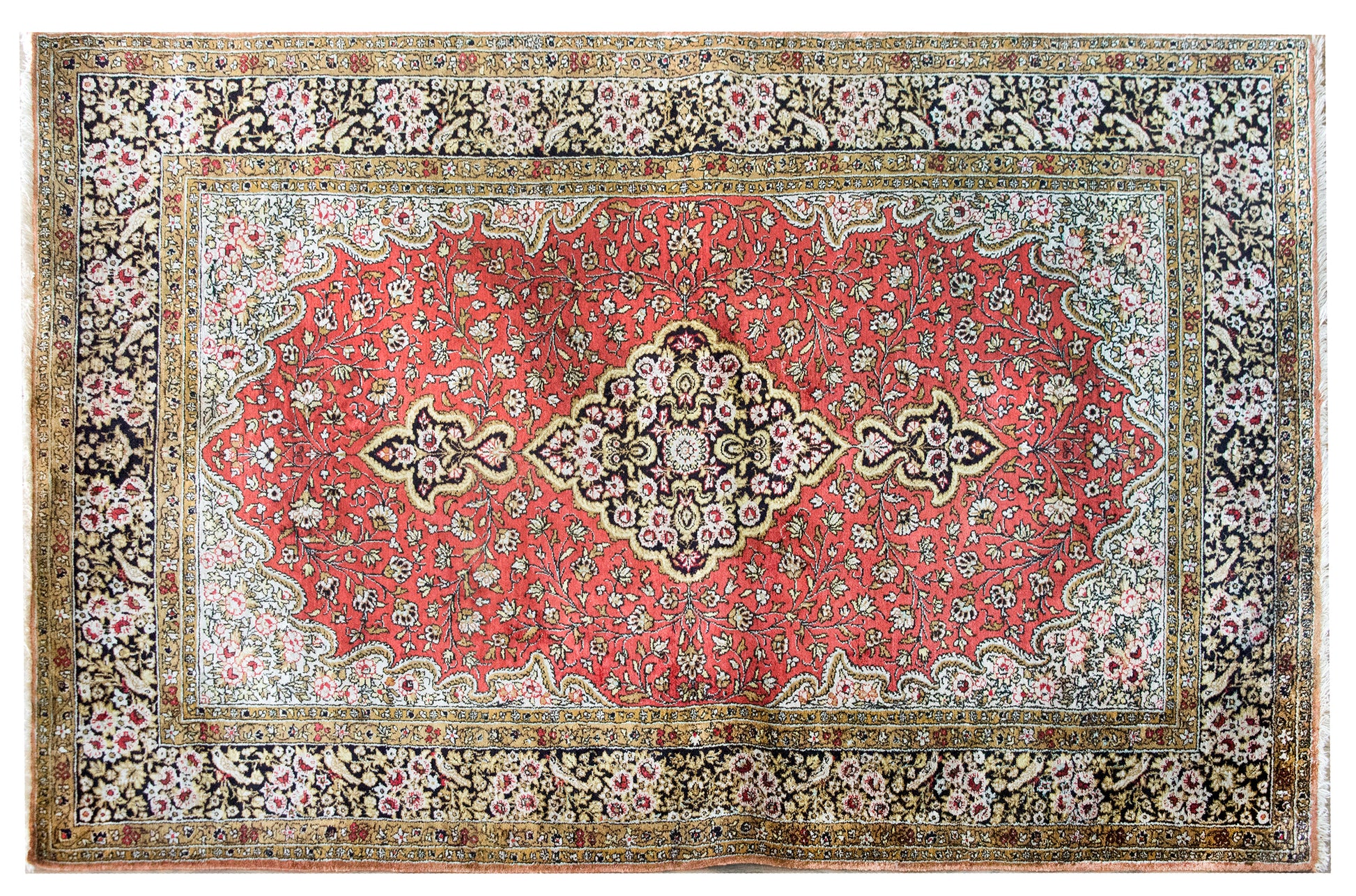 Late 20th Century Persian Silk Qum Rug For Sale