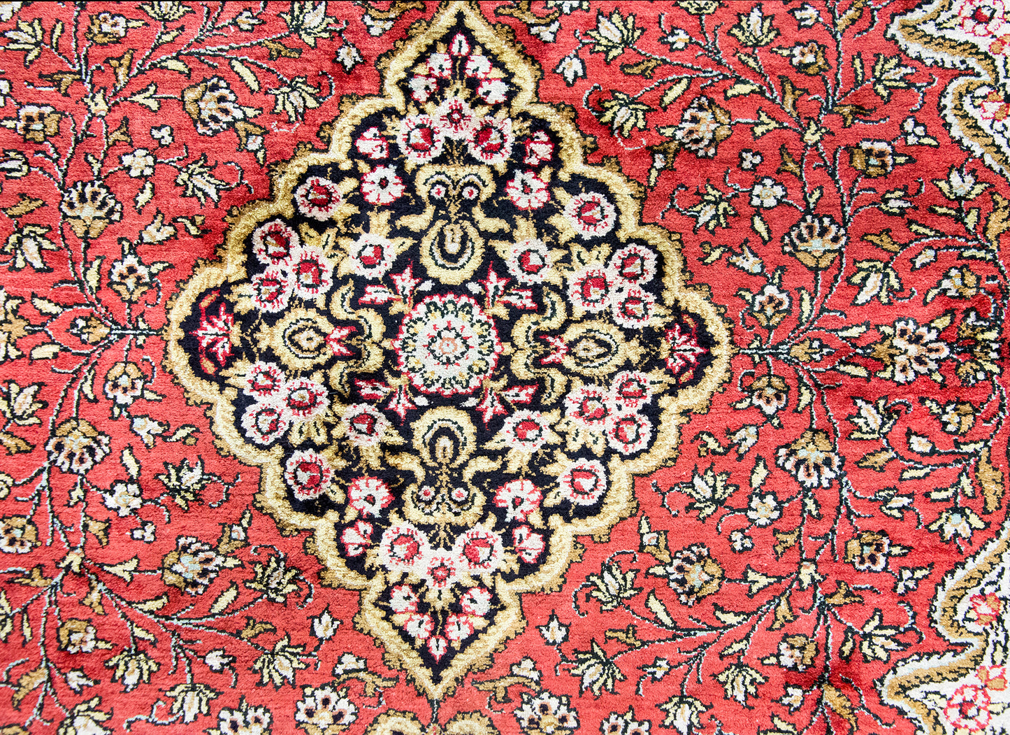 Late 20th Century Persian Silk Qum Rug For Sale