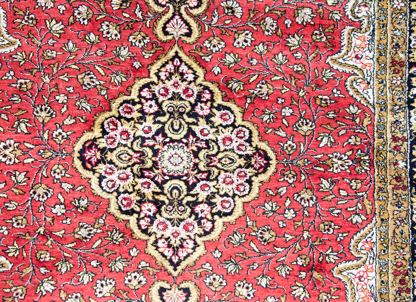Late 20th Century Persian Silk Qum Rug For Sale