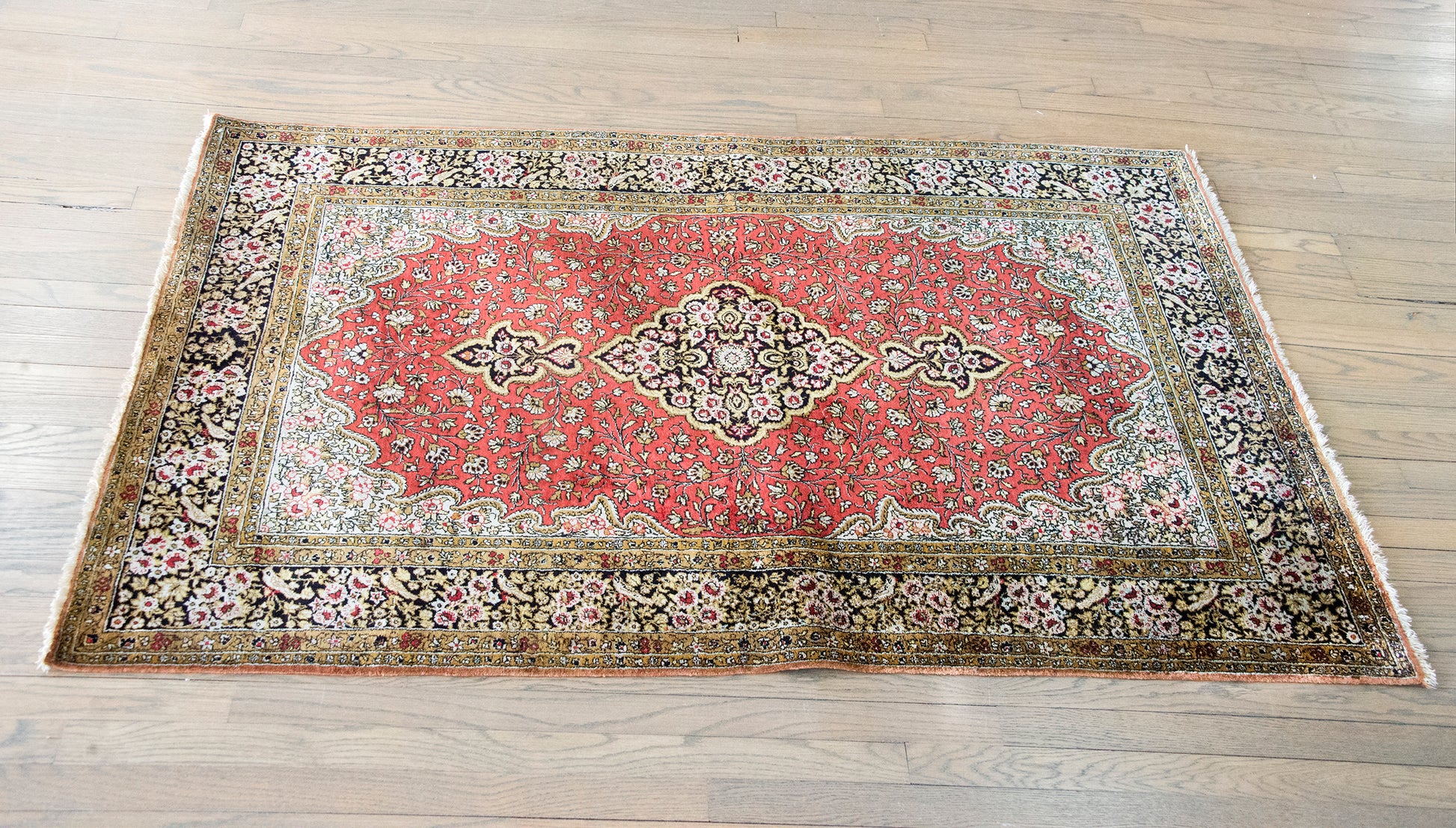 Late 20th Century Persian Silk Qum Rug For Sale