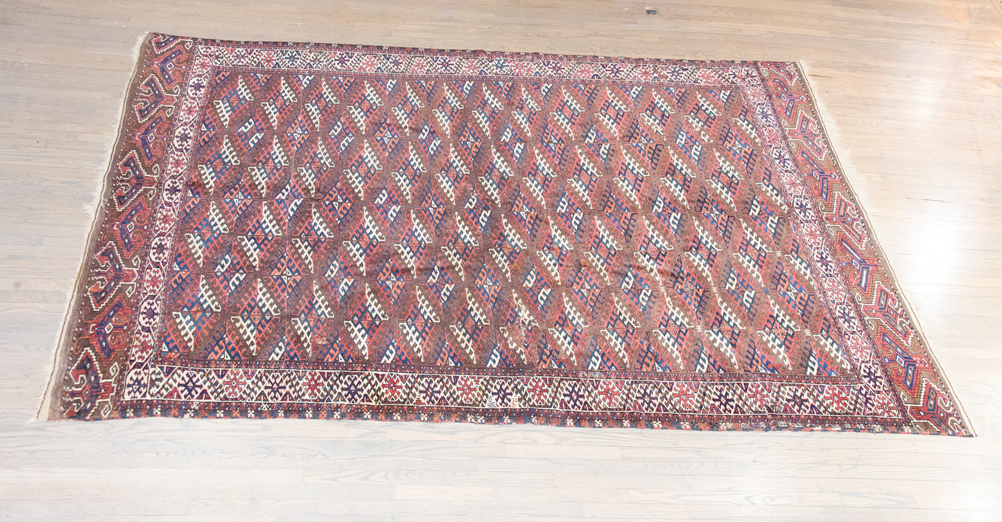 Early 20th Century Persian Yamut Rug For Sale