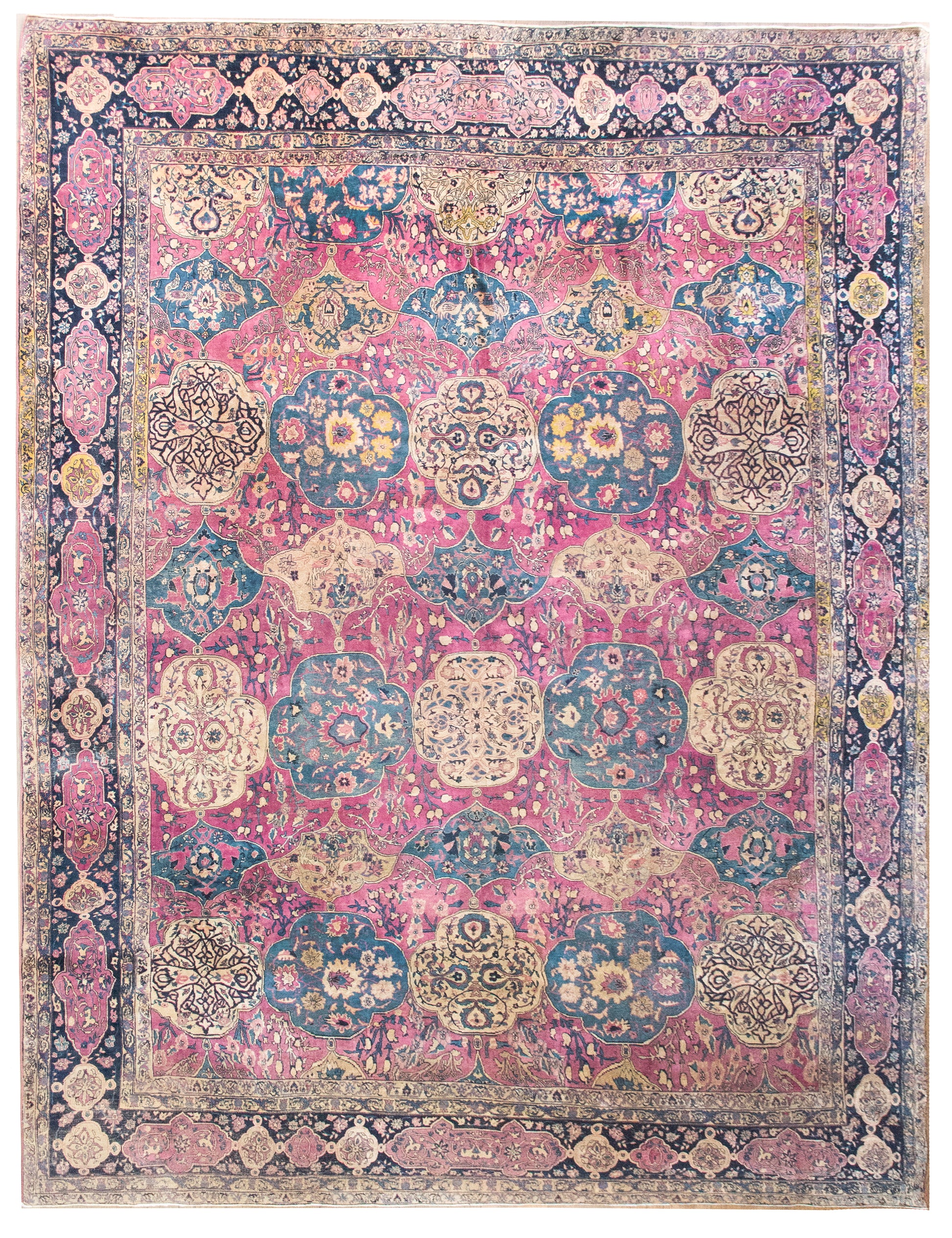 Late 19th Century Persian Lavar Kirman Rug For Sale