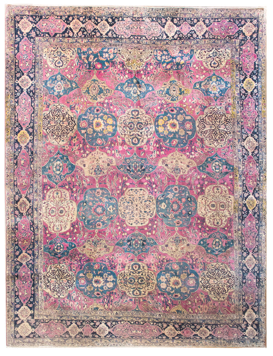 Late 19th Century Persian Lavar Kirman Rug For Sale
