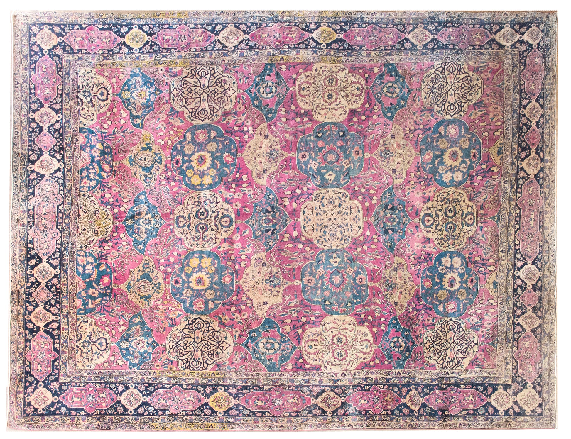 Late 19th Century Persian Lavar Kirman Rug For Sale