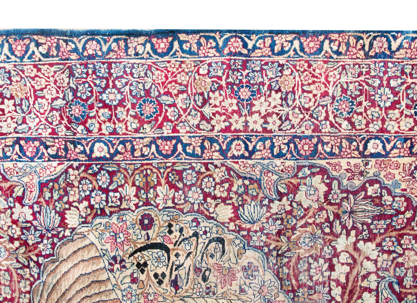 Late 19th Century Persian Lavar Pictorial Karim Khan Zand Rug For Sale
