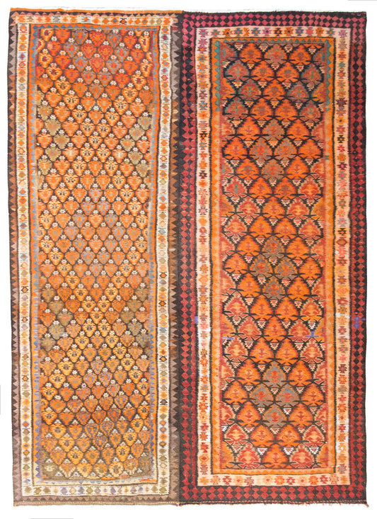 Early 20th Century Persian Qazvin kilim Rug For Sale