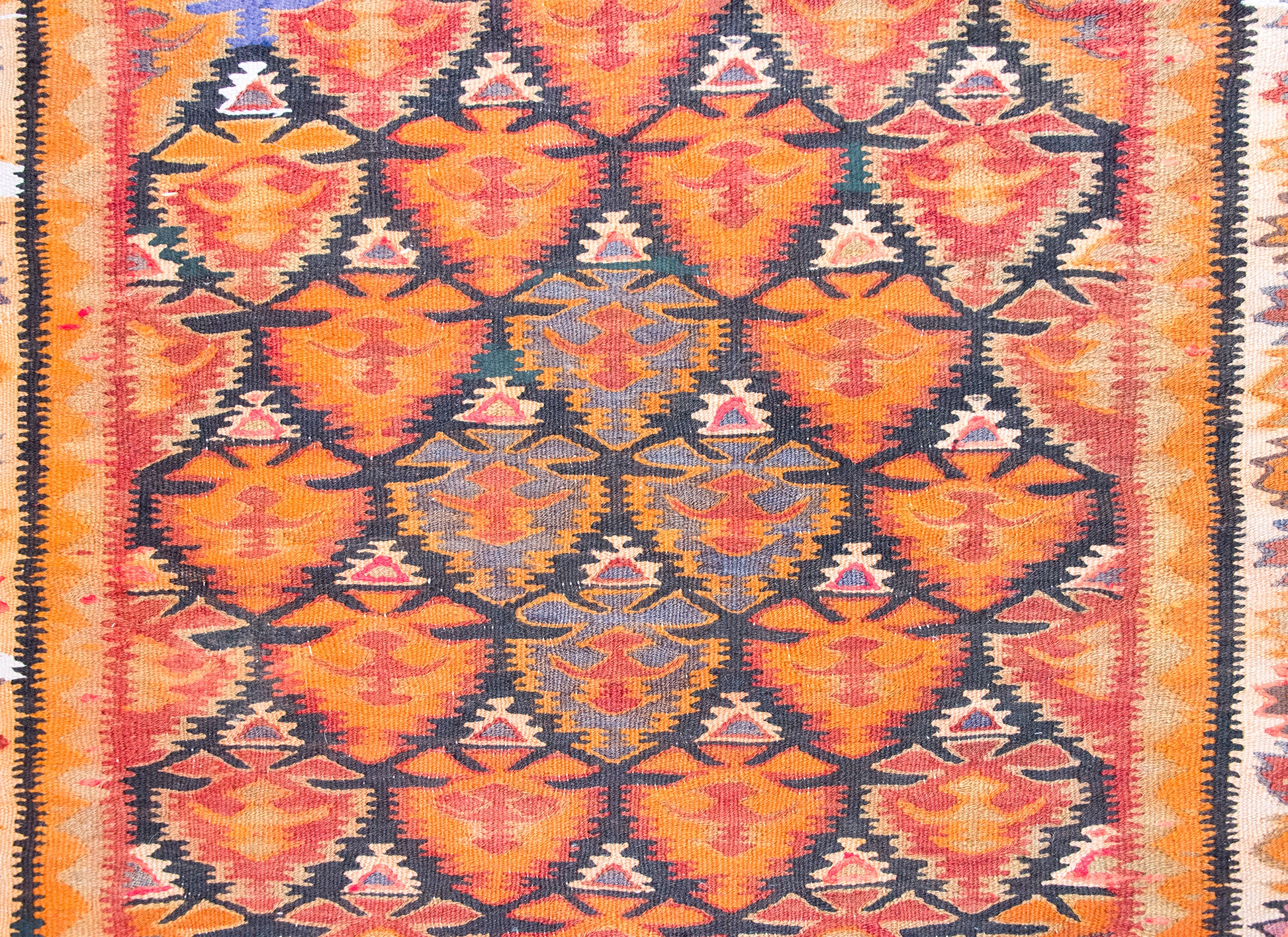Early 20th Century Persian Qazvin kilim Rug For Sale