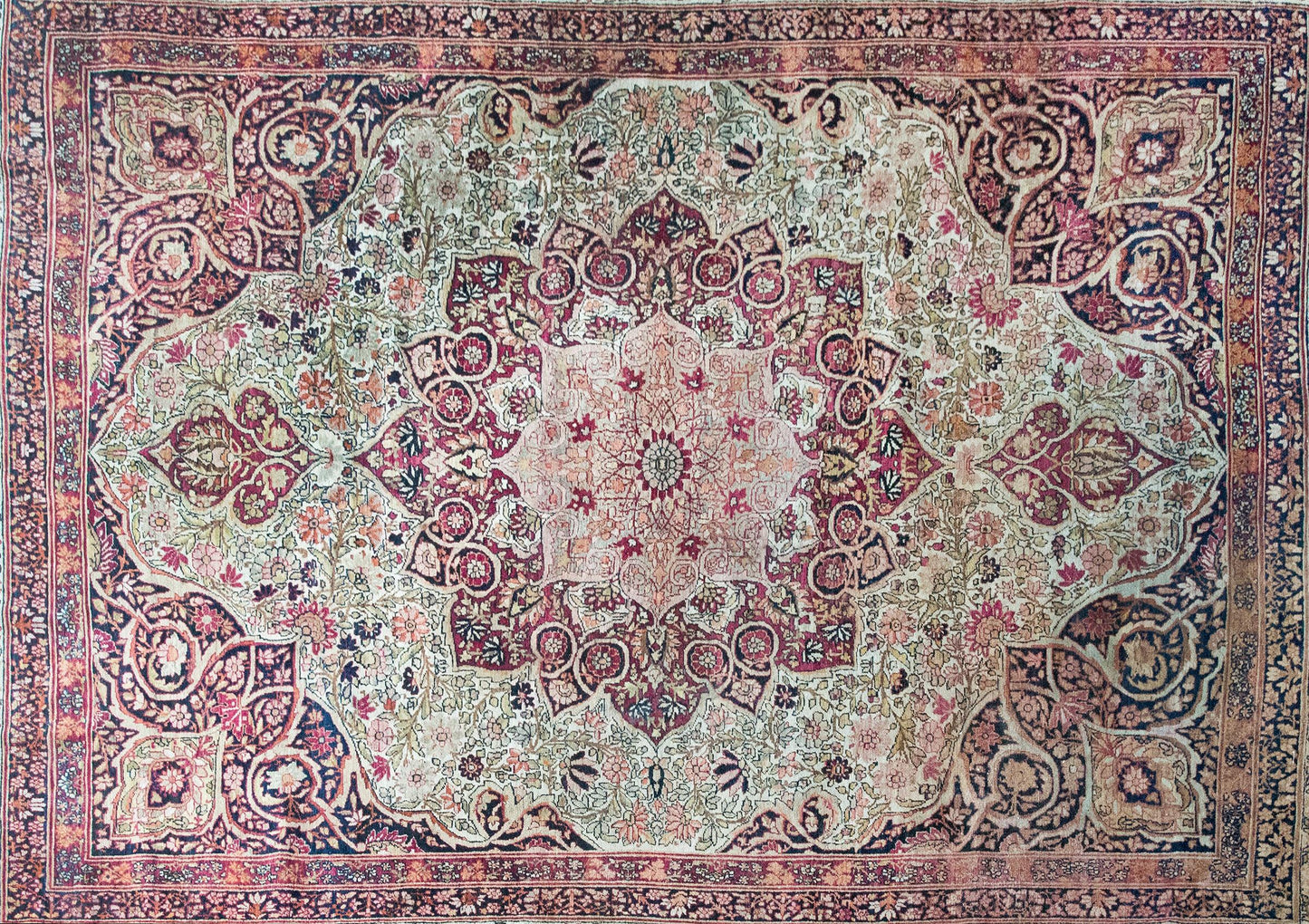 Early 20th Century Persian Lavar Kirman Rug For Sale