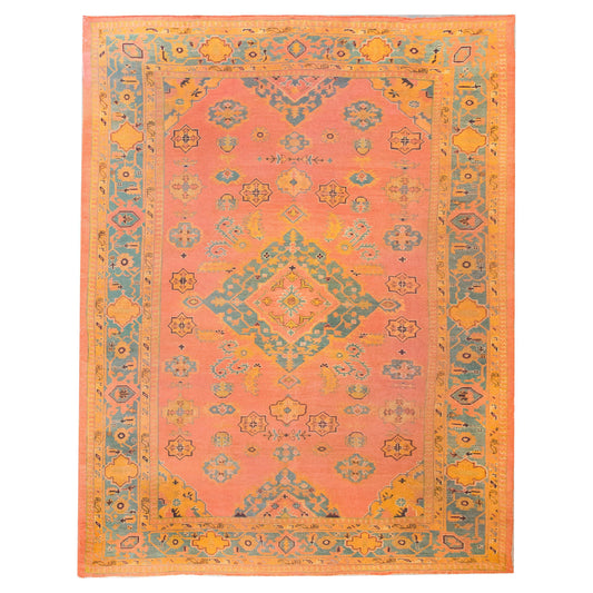 Early 20th Century Turkish Oushak Rug For Sale