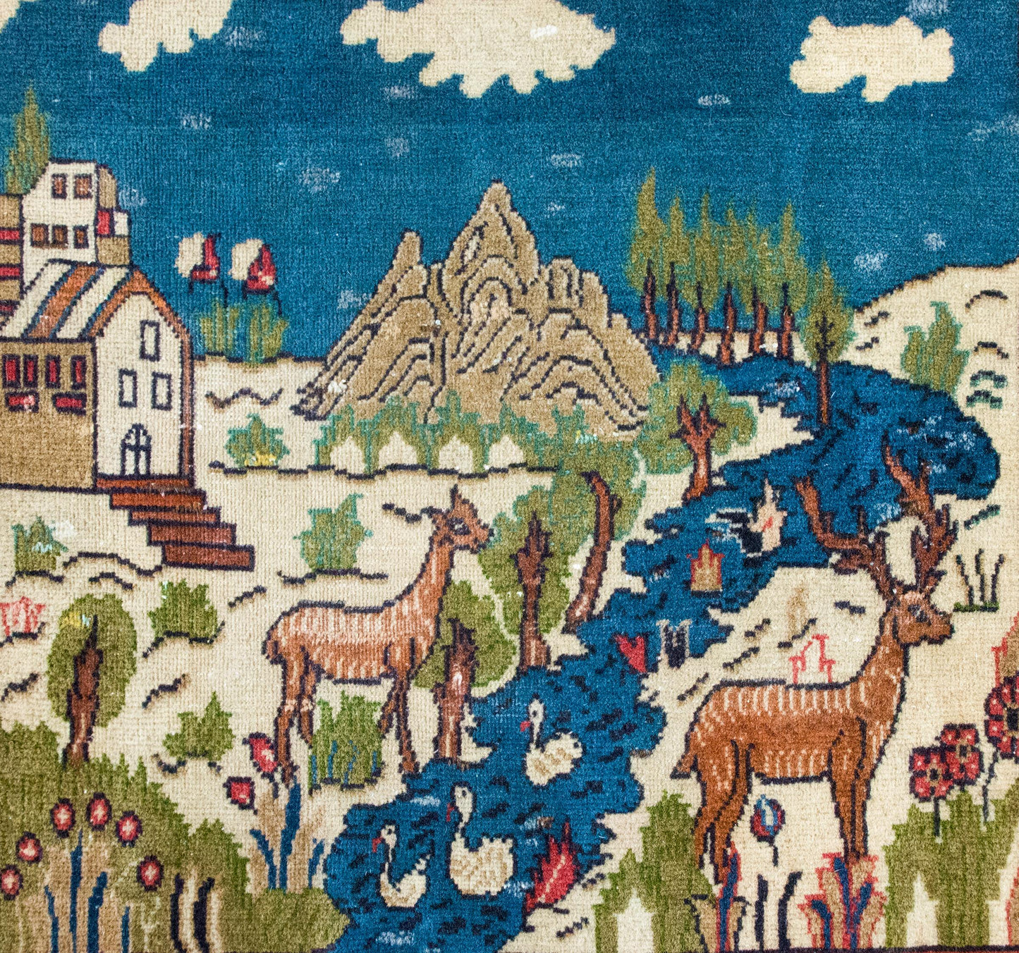 Early 20th Century Persian Pictorial Tabriz Rug For Sale