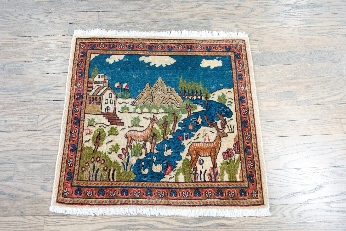 Early 20th Century Persian Pictorial Tabriz Rug For Sale