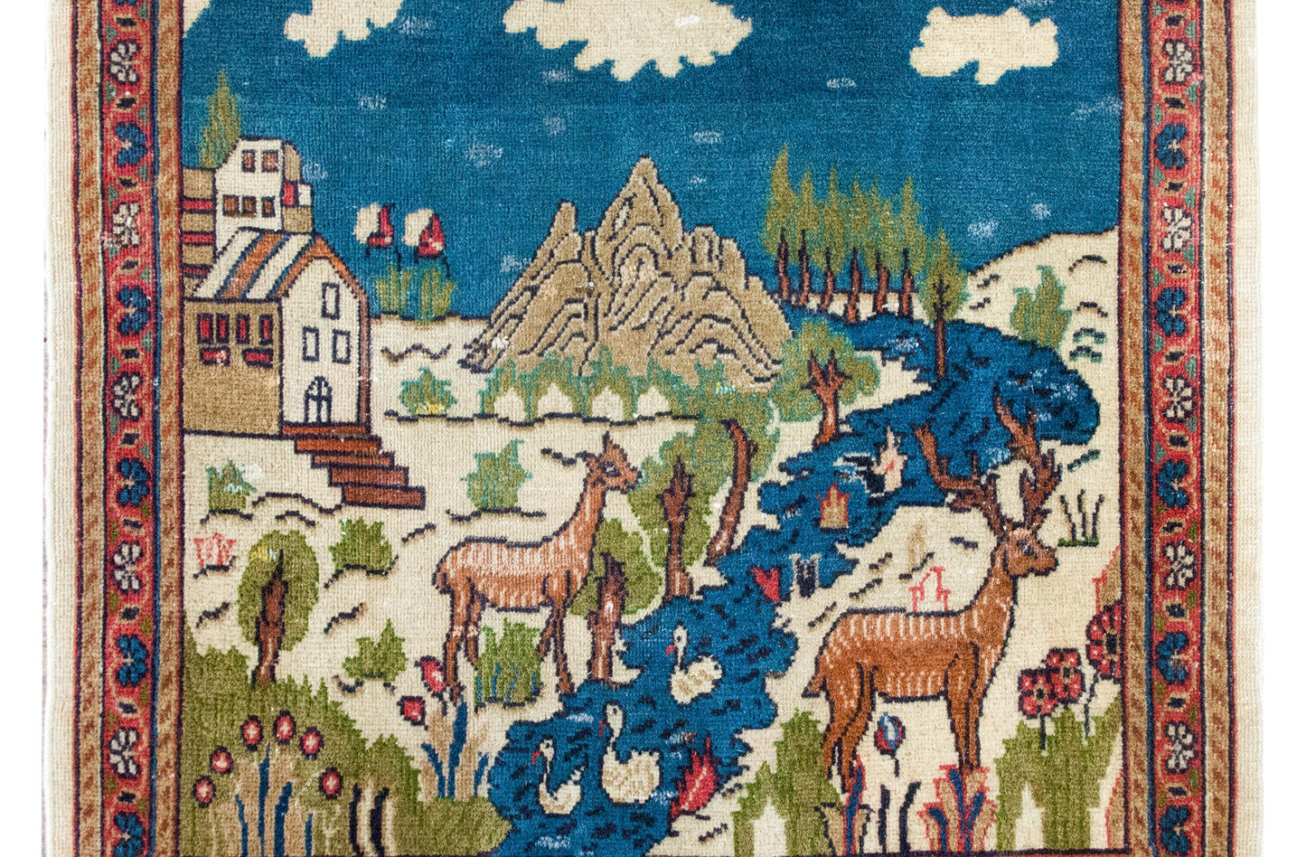 Early 20th Century Persian Pictorial Tabriz Rug For Sale