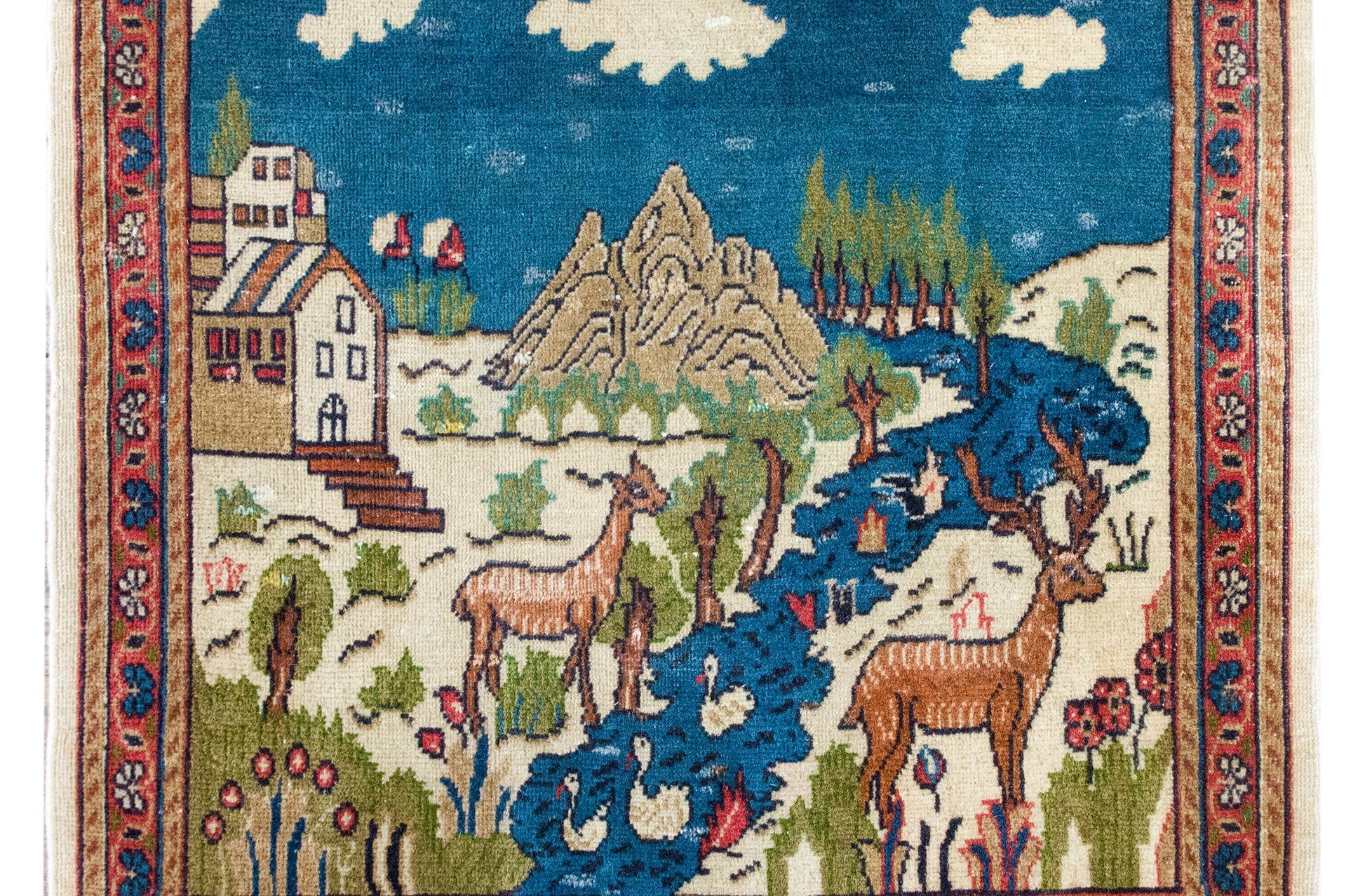 Early 20th Century Persian Pictorial Tabriz Rug For Sale