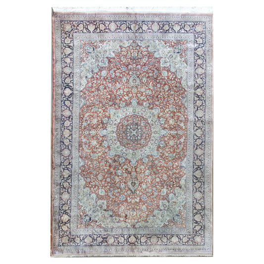 Vintage Persian Silk Rug For Sale