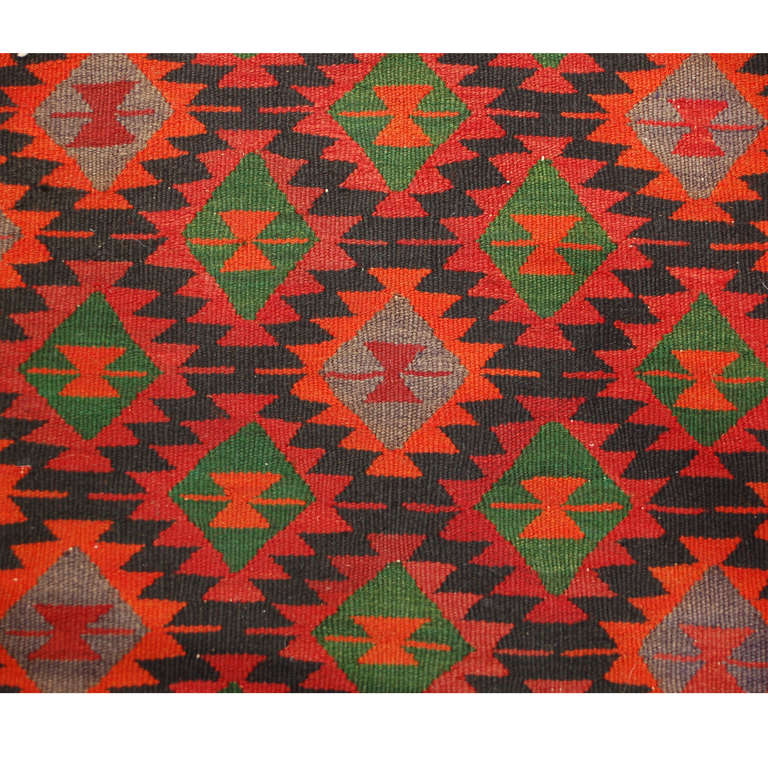 Early 20th Century Persian Qazvin Kilim Runner For Sale