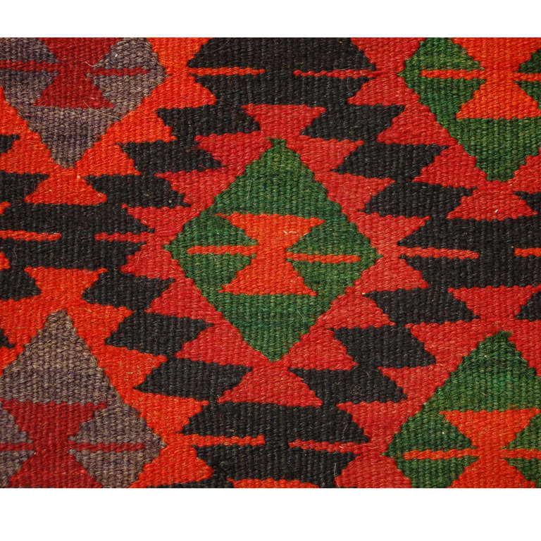 Early 20th Century Persian Qazvin Kilim Runner For Sale