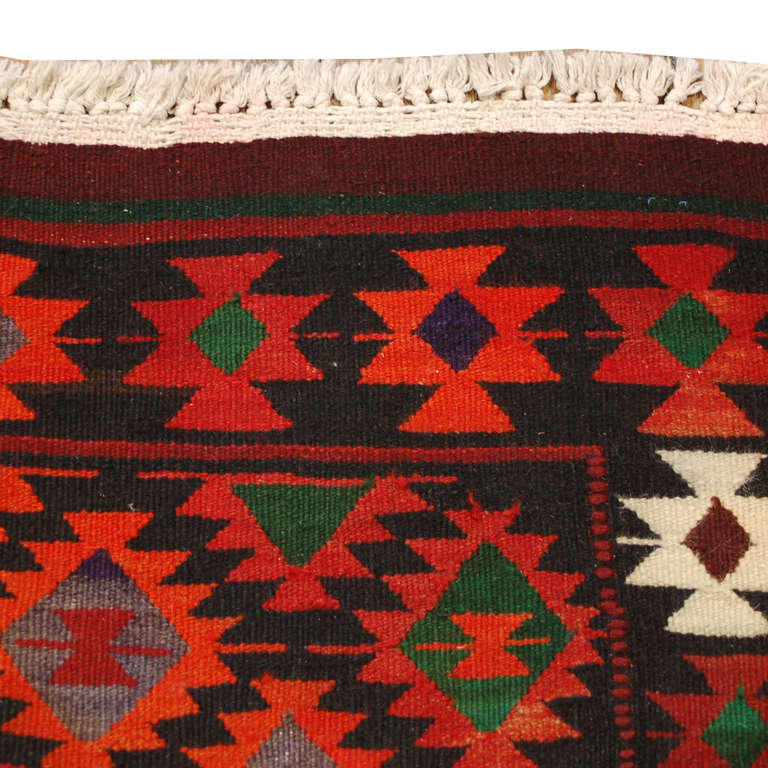 Early 20th Century Persian Qazvin Kilim Runner For Sale