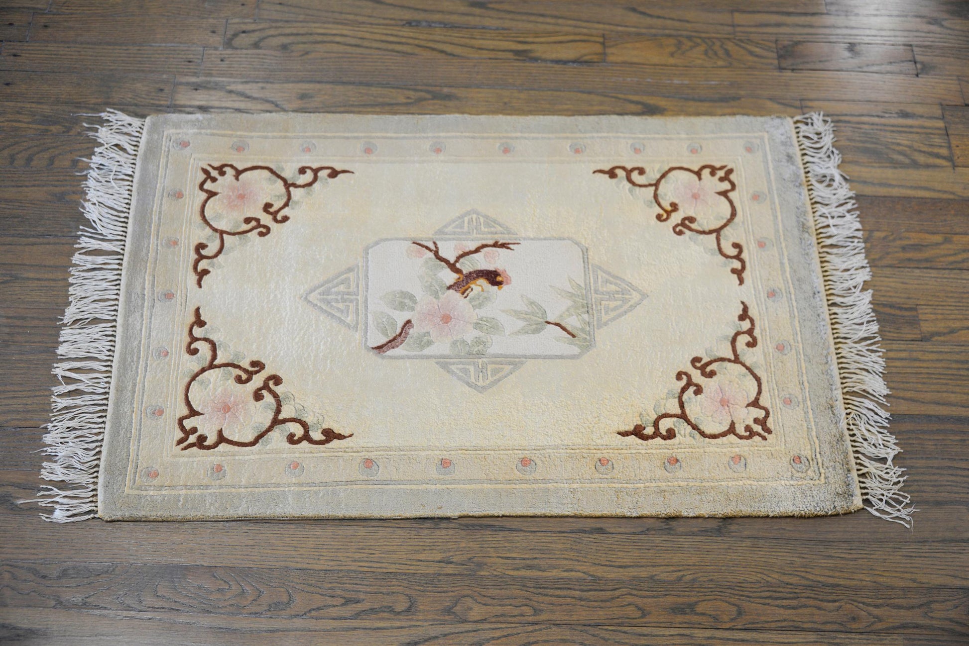 Vintage Chinese Silk Rug For Sale
