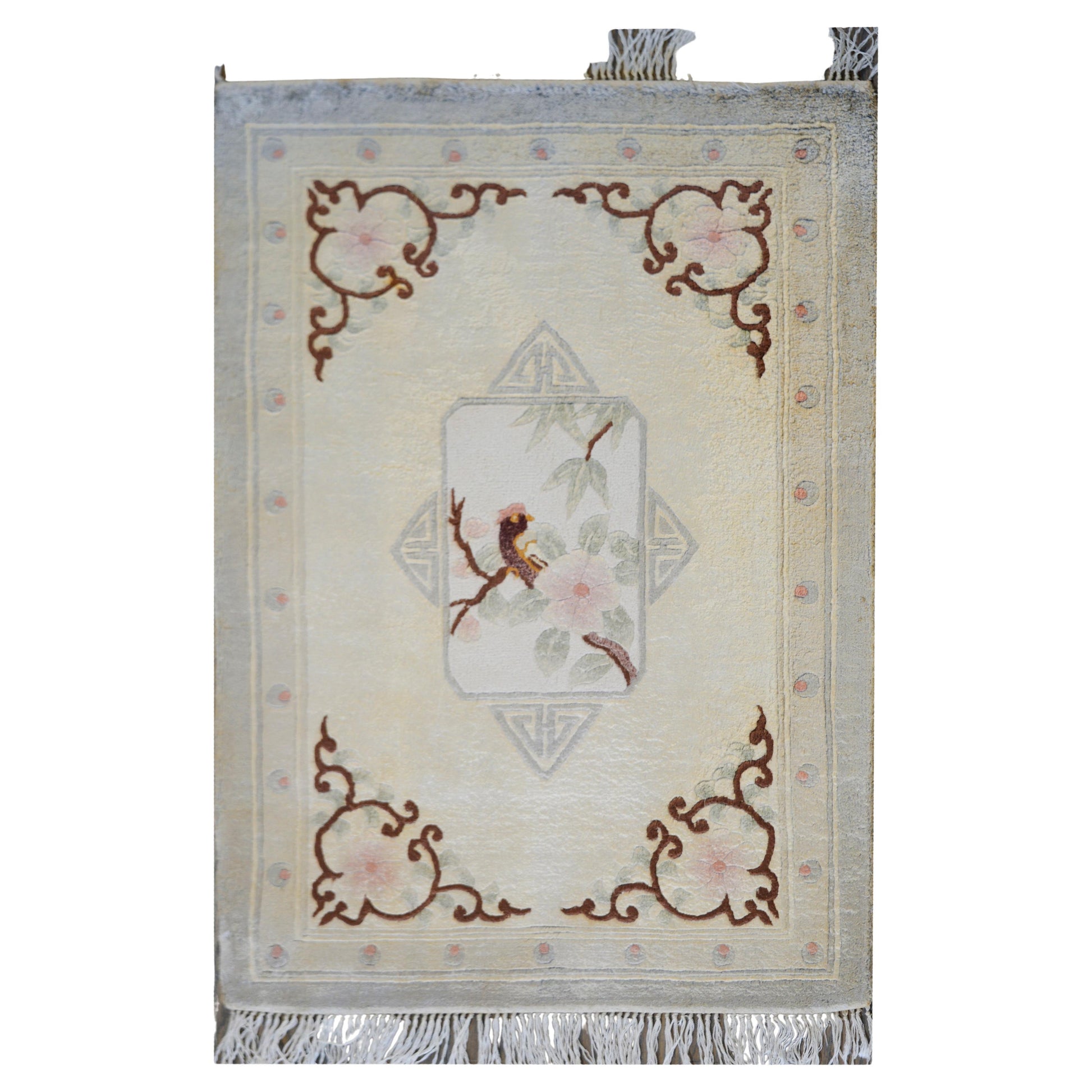 Vintage Chinese Silk Rug For Sale
