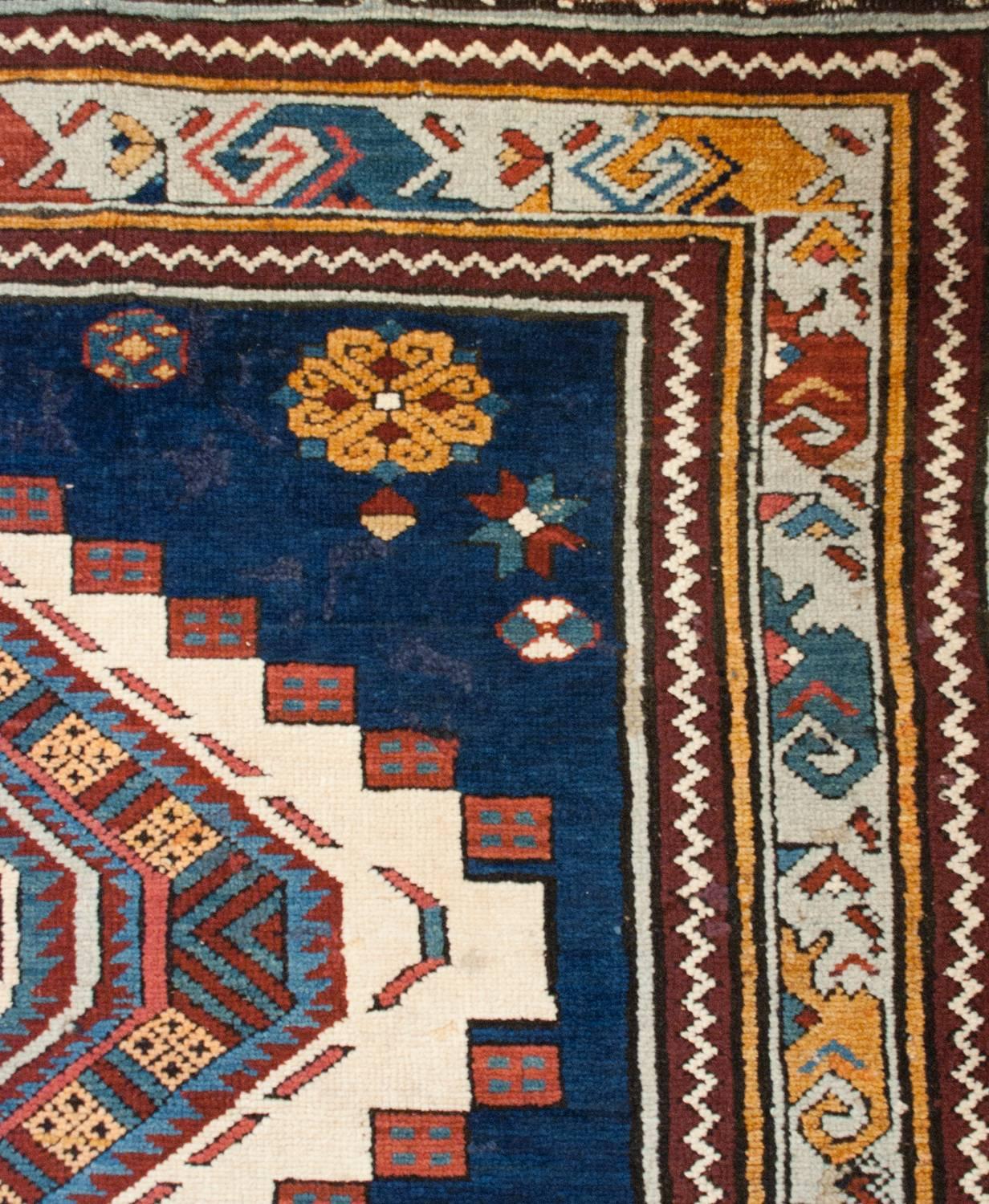 Unique Mid-20th Century Kazak Rug For Sale