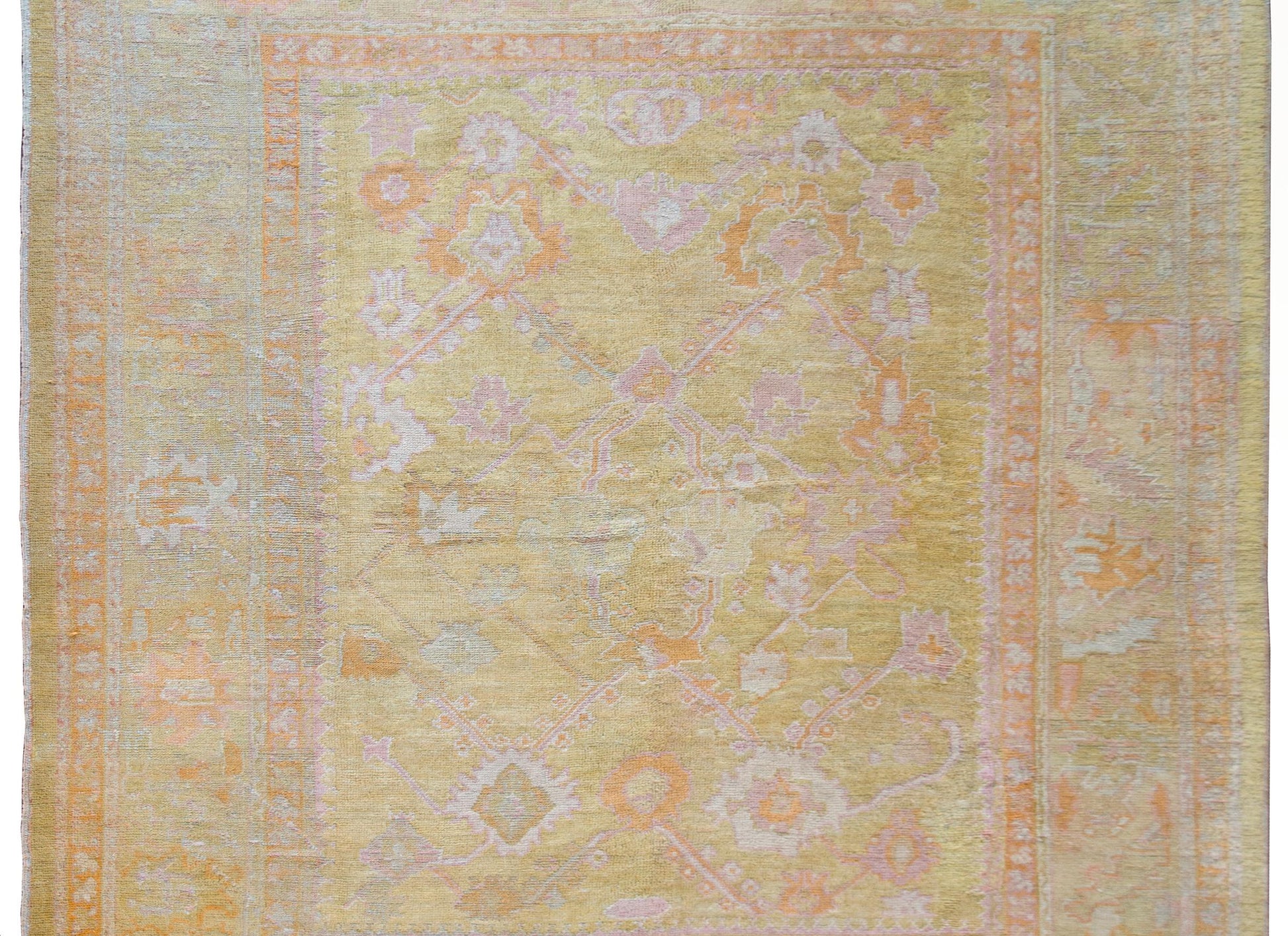 Early 20th Century Turkish Oushak Rug For Sale