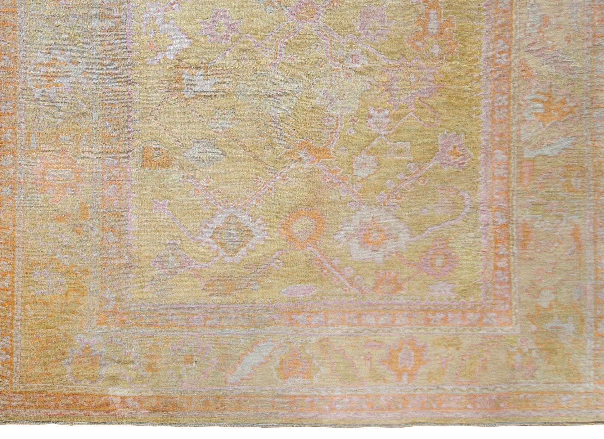 Early 20th Century Turkish Oushak Rug For Sale