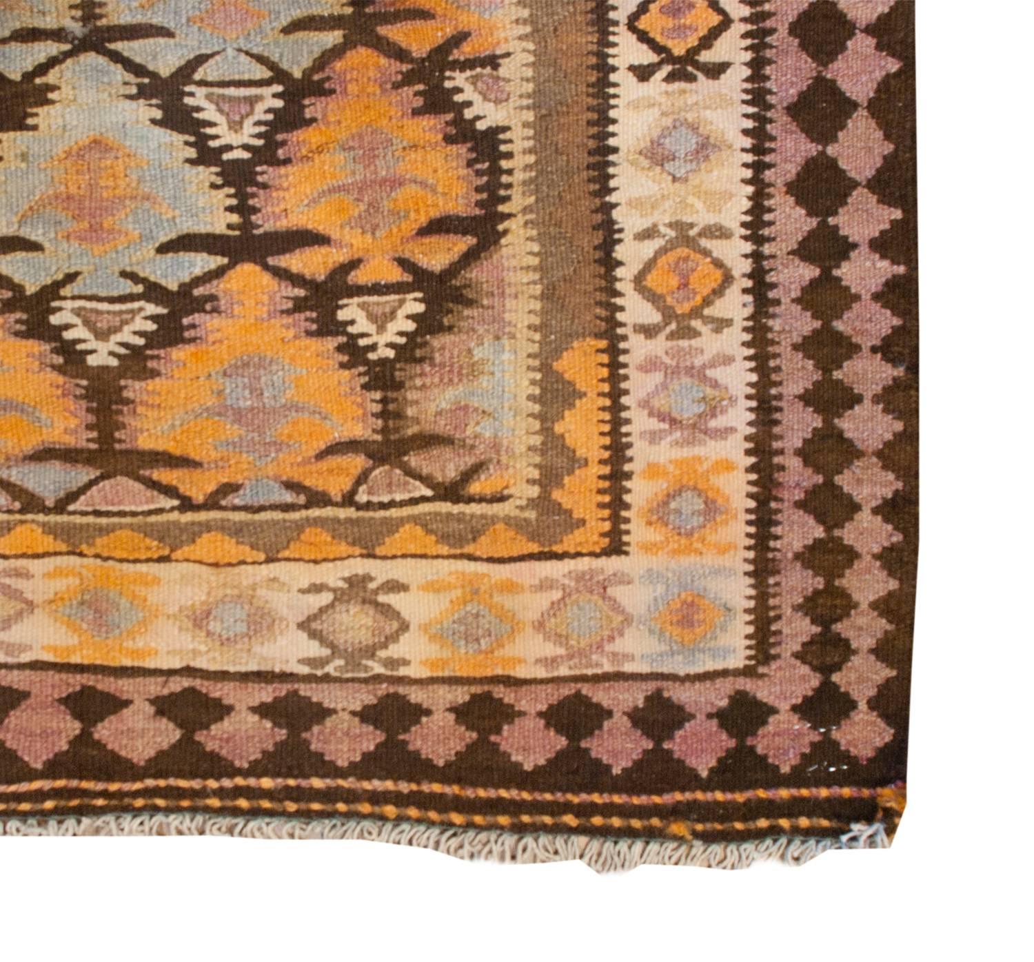 Fantastic Early 20th Century Qazvin Kilim Runner For Sale