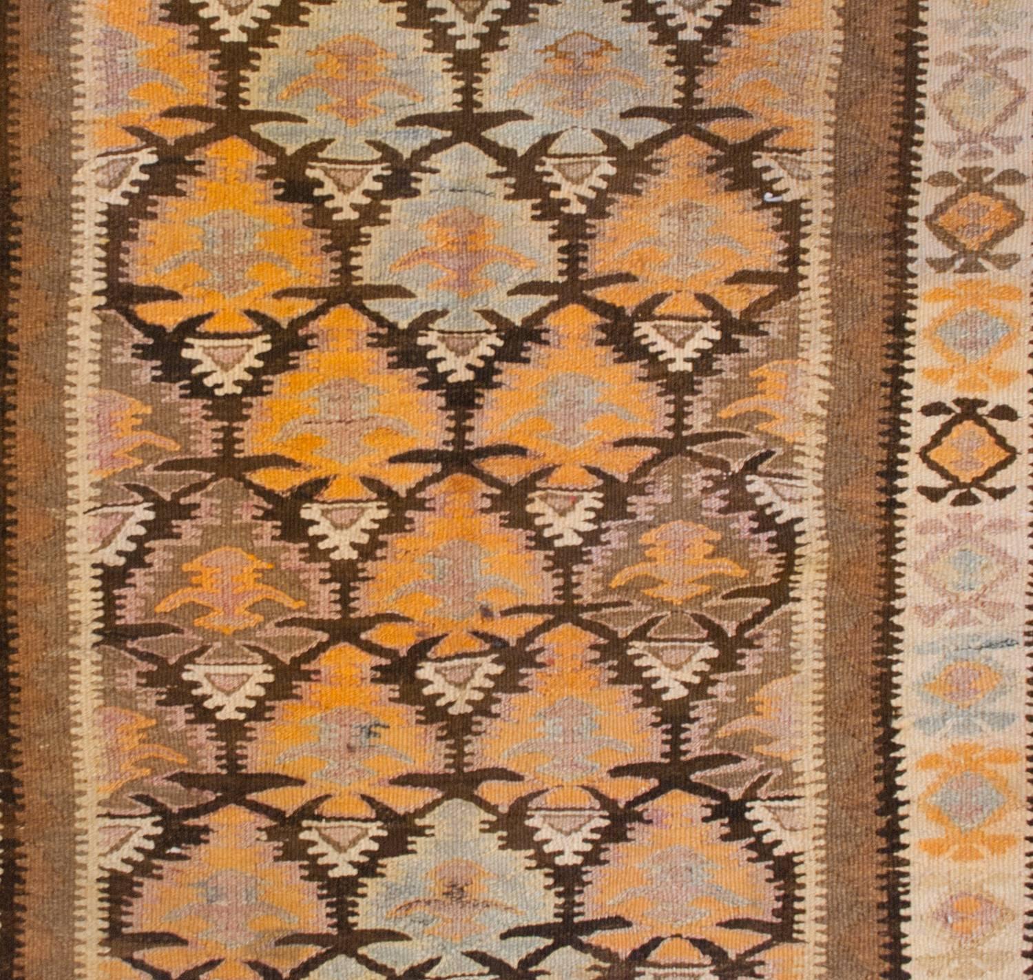 Fantastic Early 20th Century Qazvin Kilim Runner For Sale