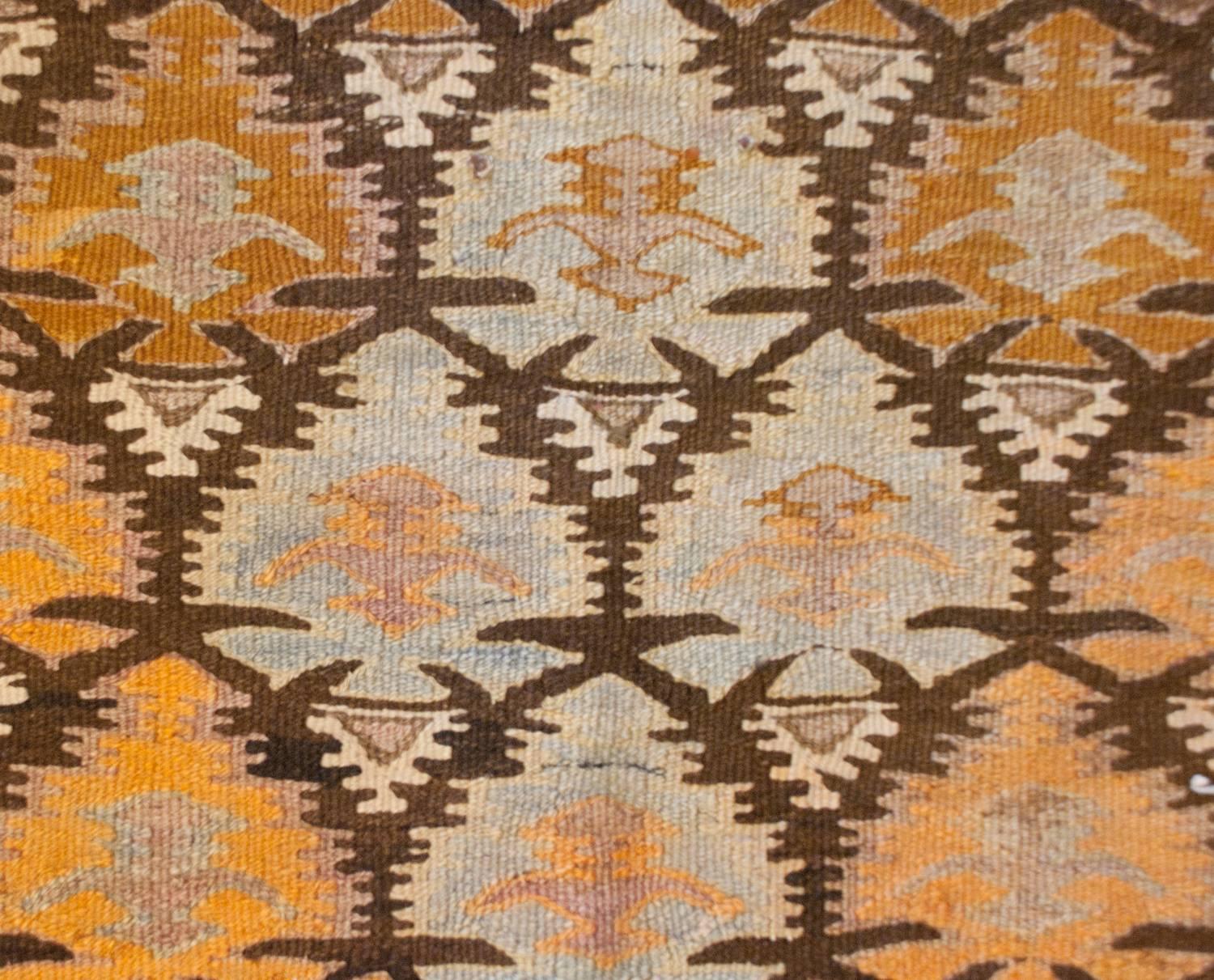 Fantastic Early 20th Century Qazvin Kilim Runner For Sale