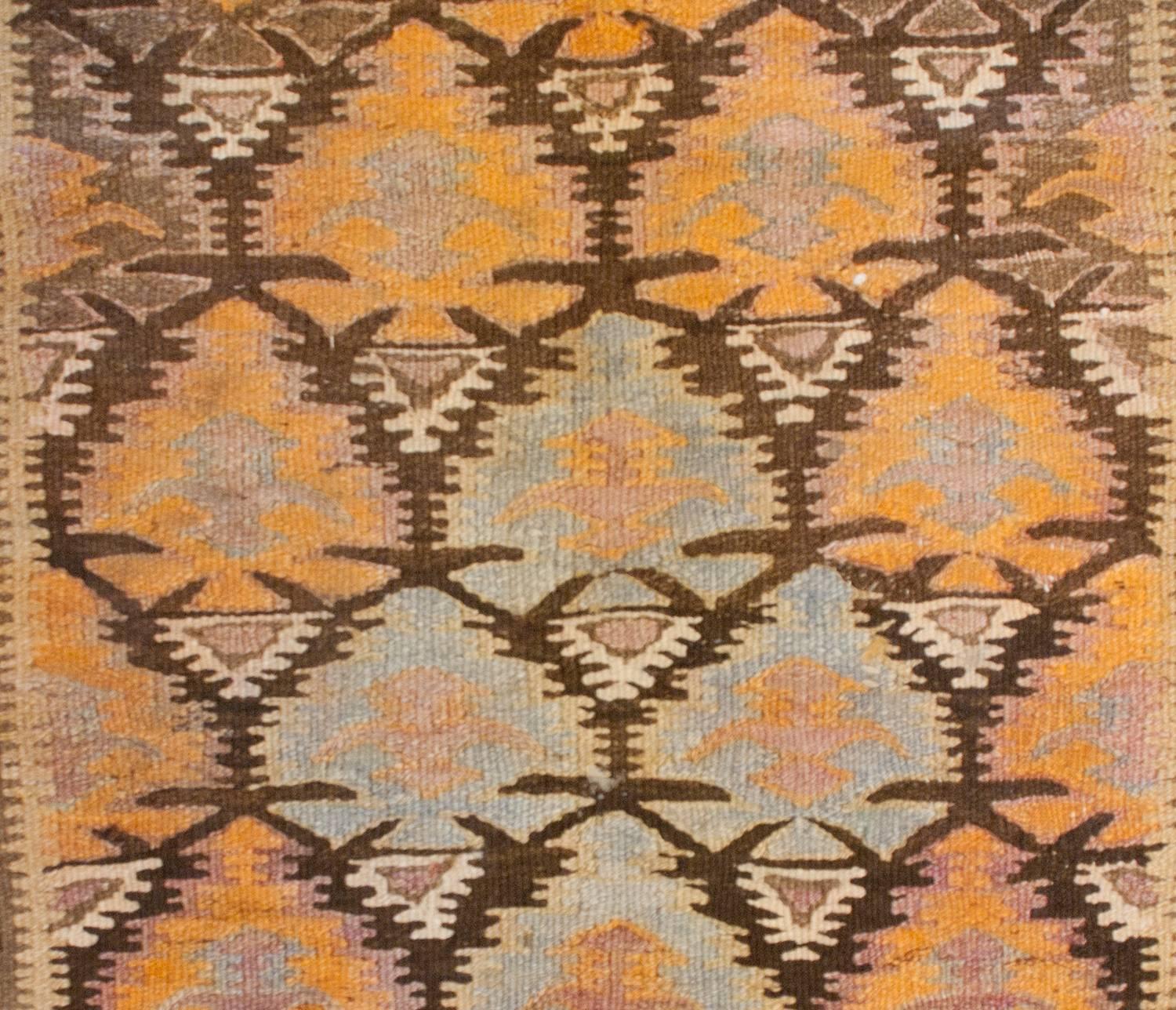 Fantastic Early 20th Century Qazvin Kilim Runner For Sale