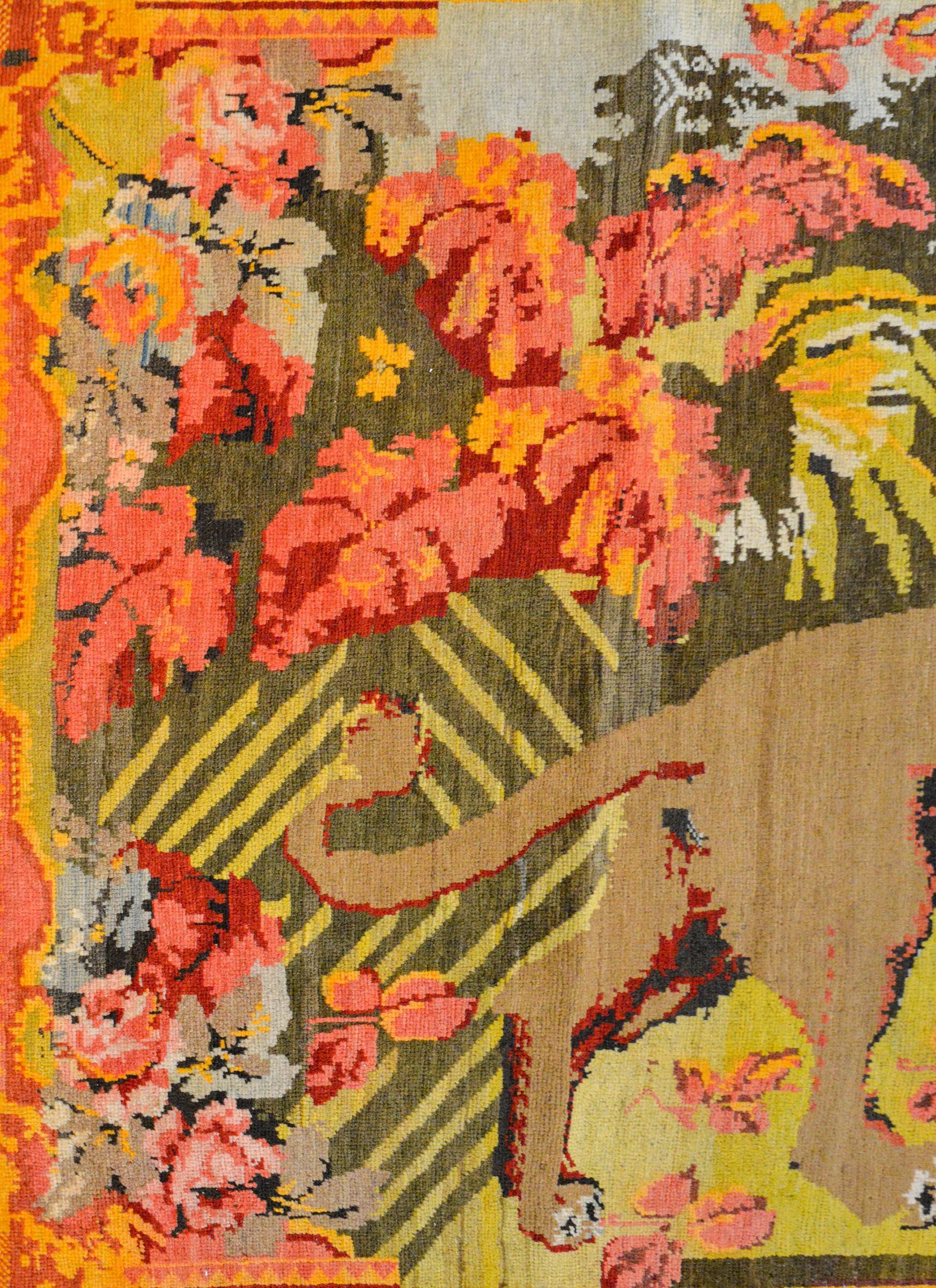 Massive Early 20th Century Pictorial Caucasian Karabagh Rug For Sale