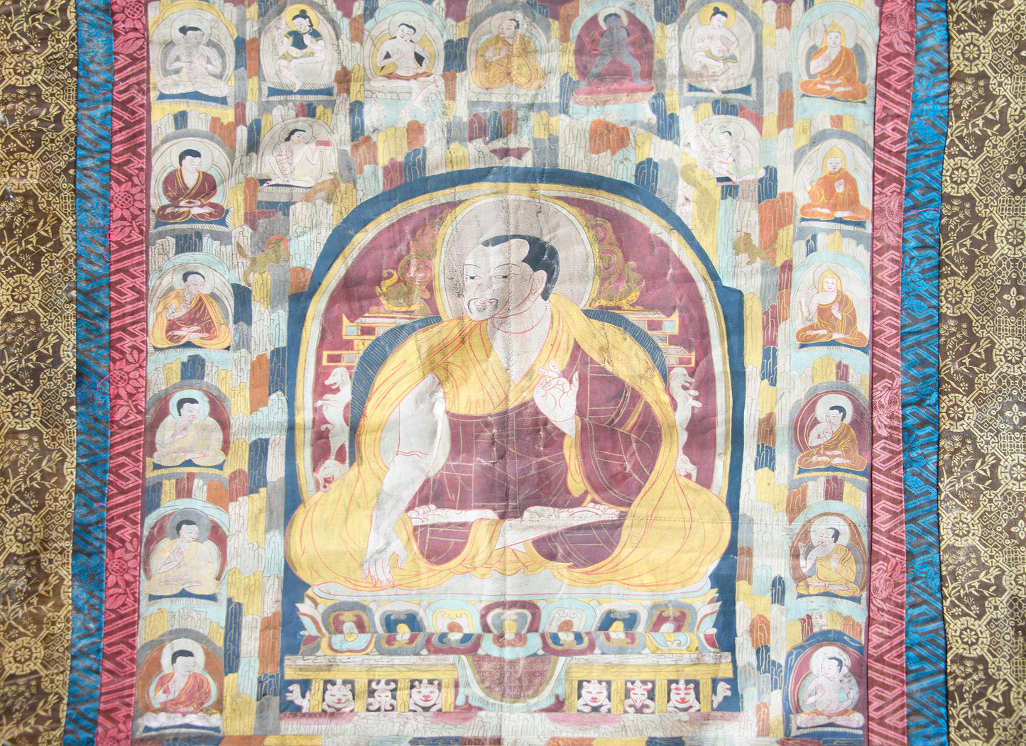 Late 19th Century Thangka with the Portrait of a Tibetan Monk  For Sale